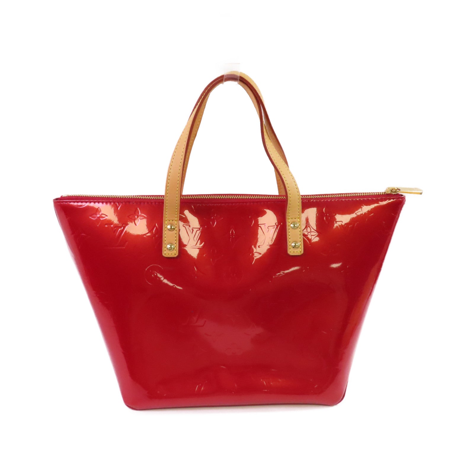 LOUIS VUITTON Monogram Vernis Bellevue PM Hand Bag金扣手挽袋紅色