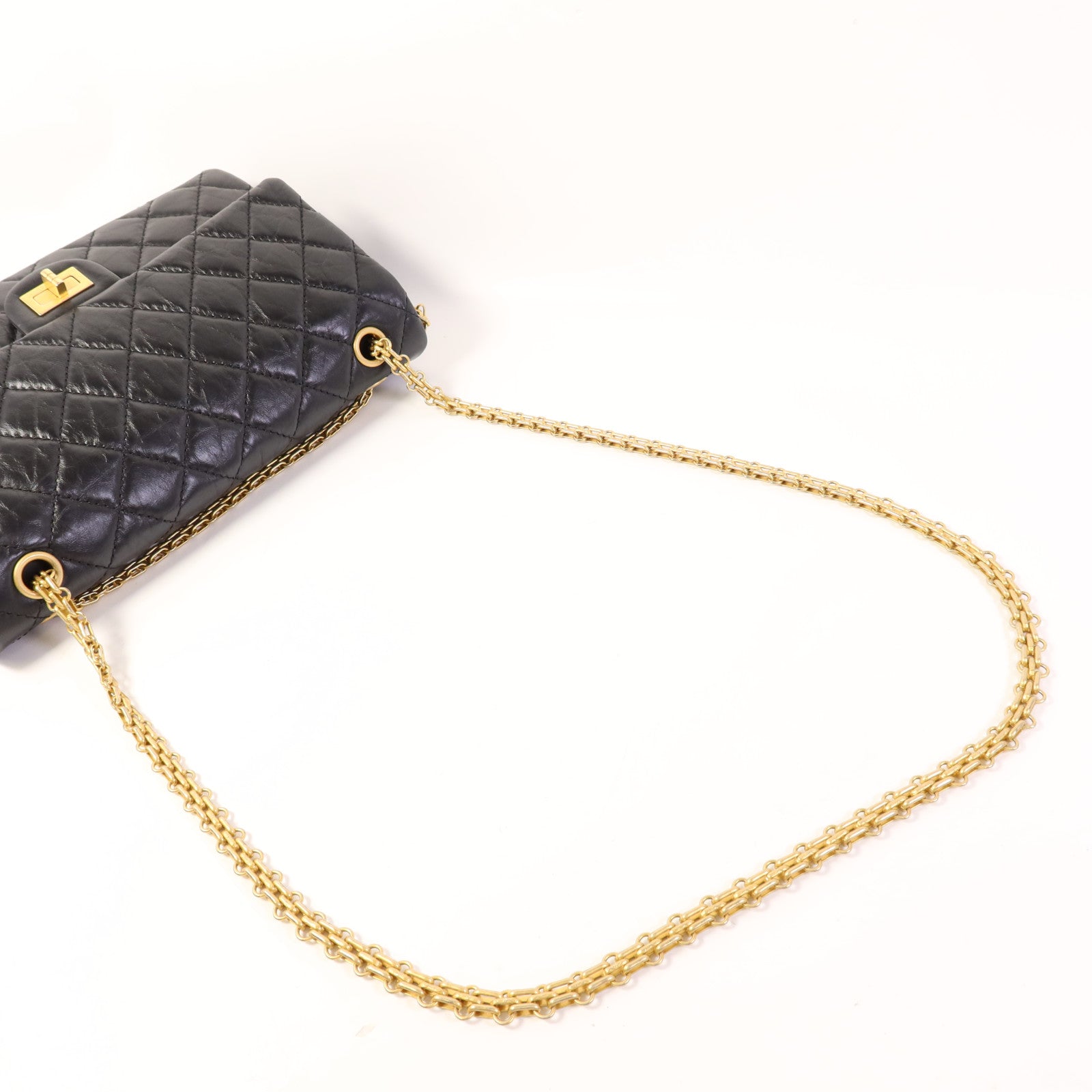 CHANEL 牛皮皮革2.55 Large金扣鏈帶肩背袋