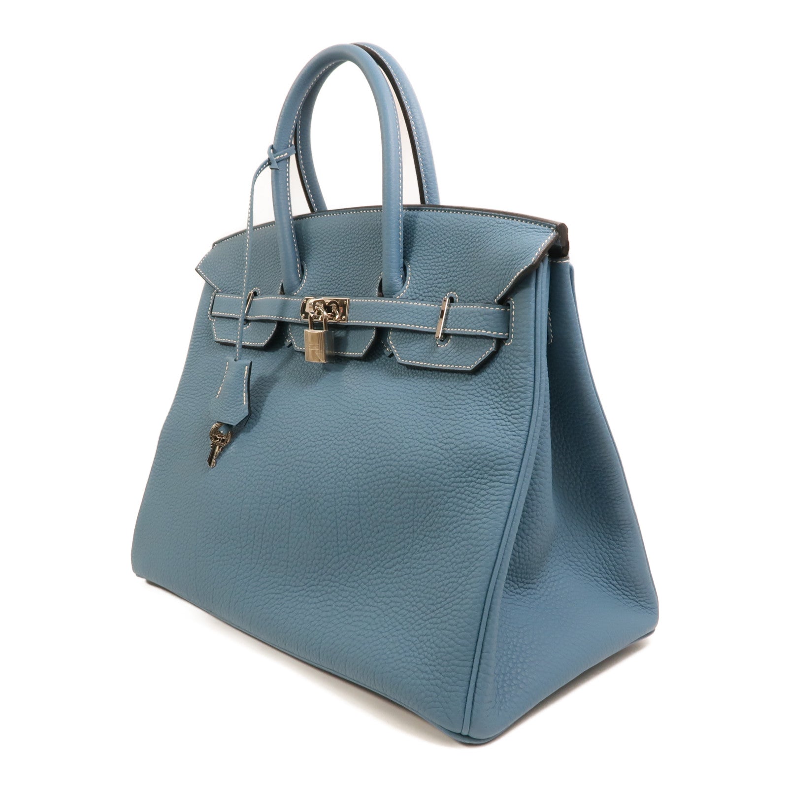 HERMES Togo皮革Birkin 35銀扣手挽袋Bleu Jean