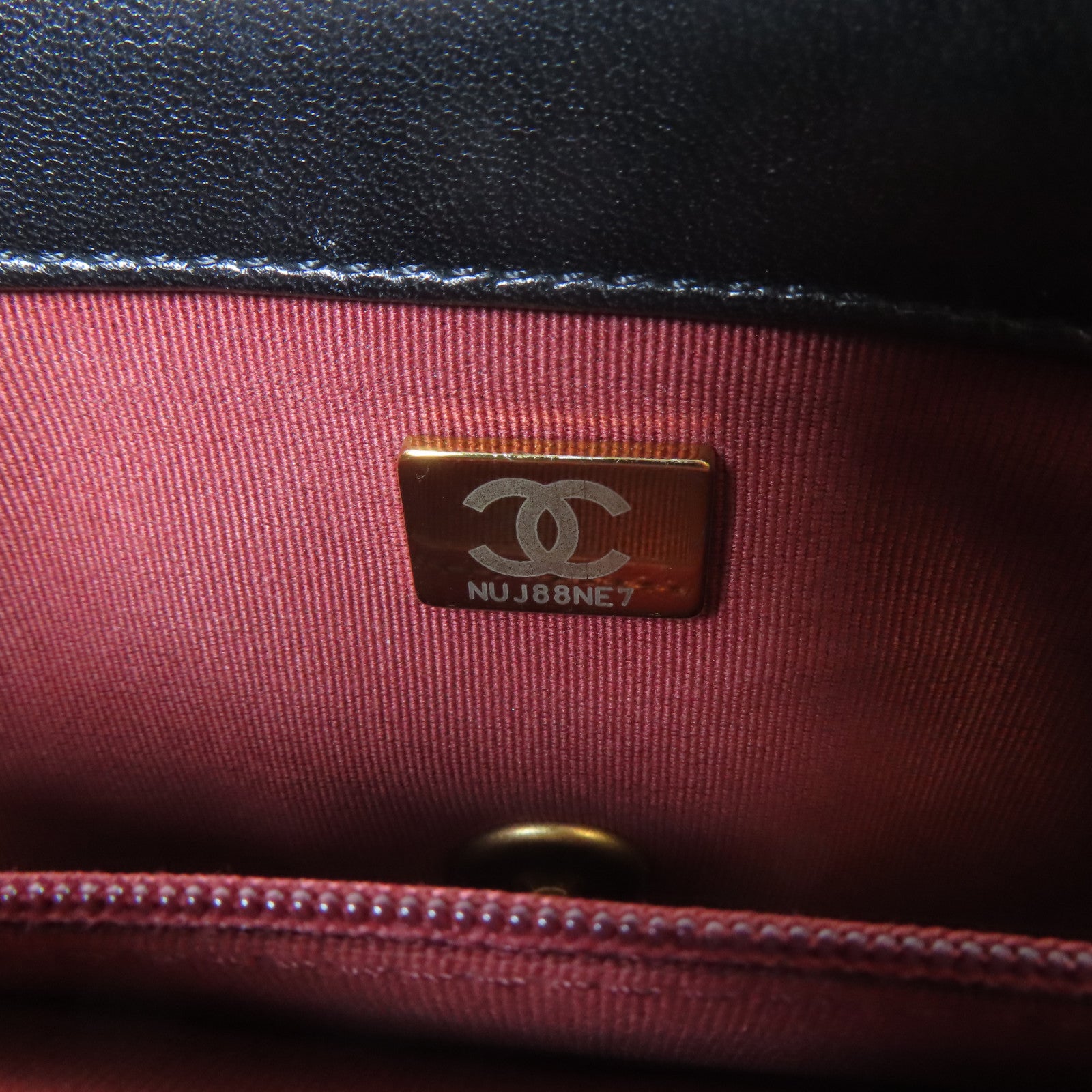 CHANEL 菱格羊皮皮革Mini Flap Bag金扣手挽肩背兩用袋袋黑色