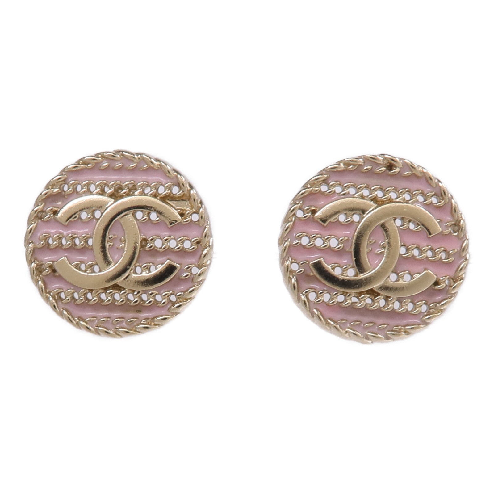 CHANEL 金屬CC Button Earrings耳環