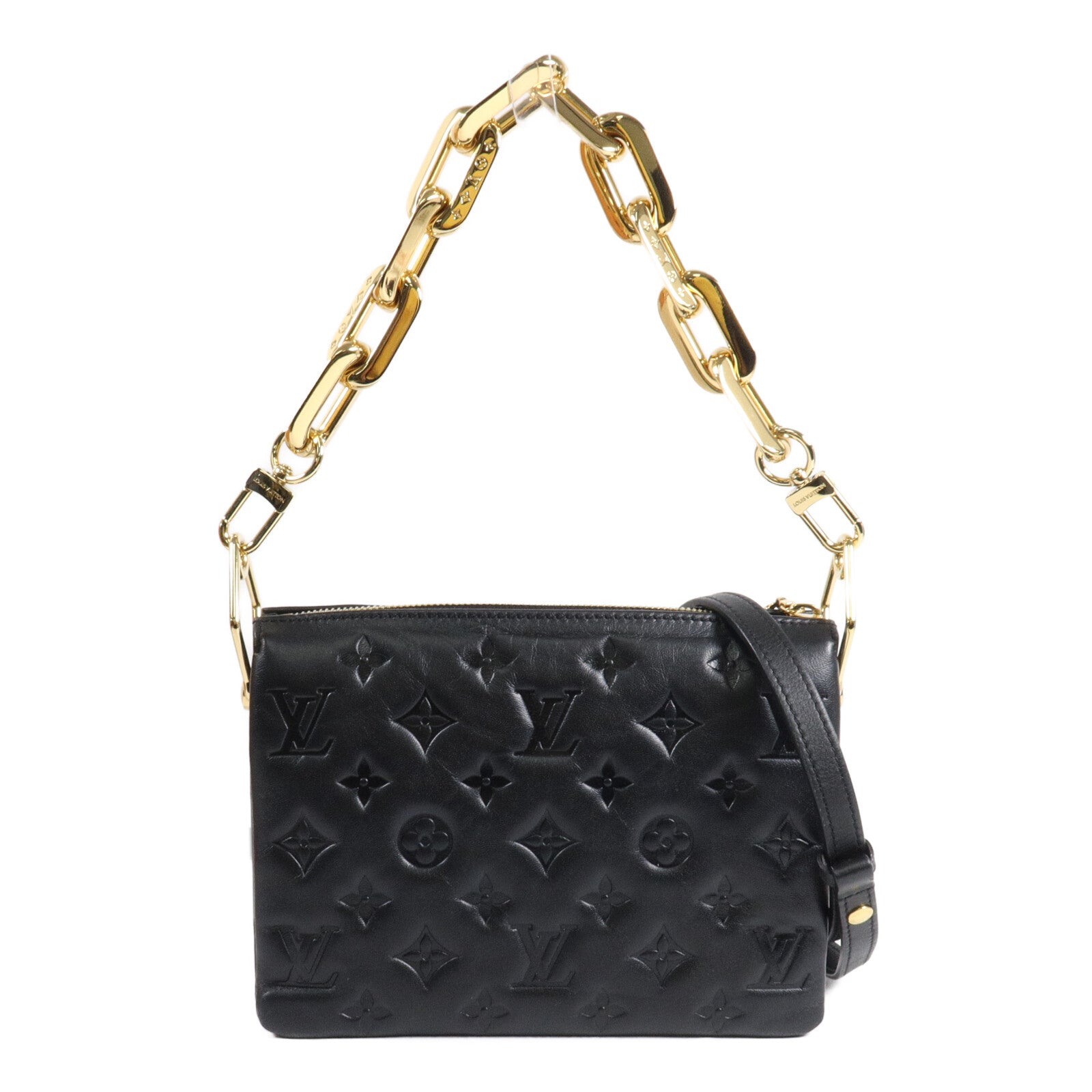 LOUIS VUITTON Monogram Embossed Coussin BB鏈帶手挽肩背兩用袋