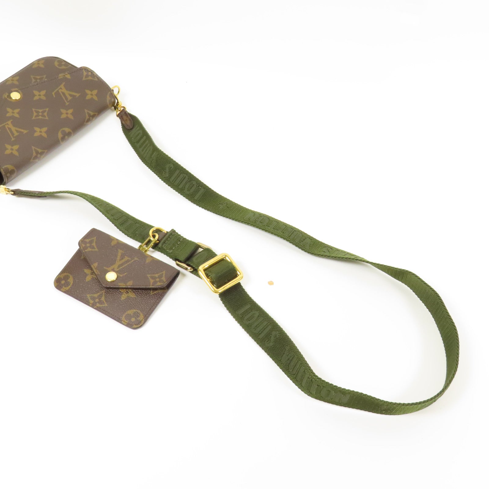 LOUIS VUITTON LV GHW Felicie Strap & Go Shoulder Bag M80091 Monogram Brown/Green