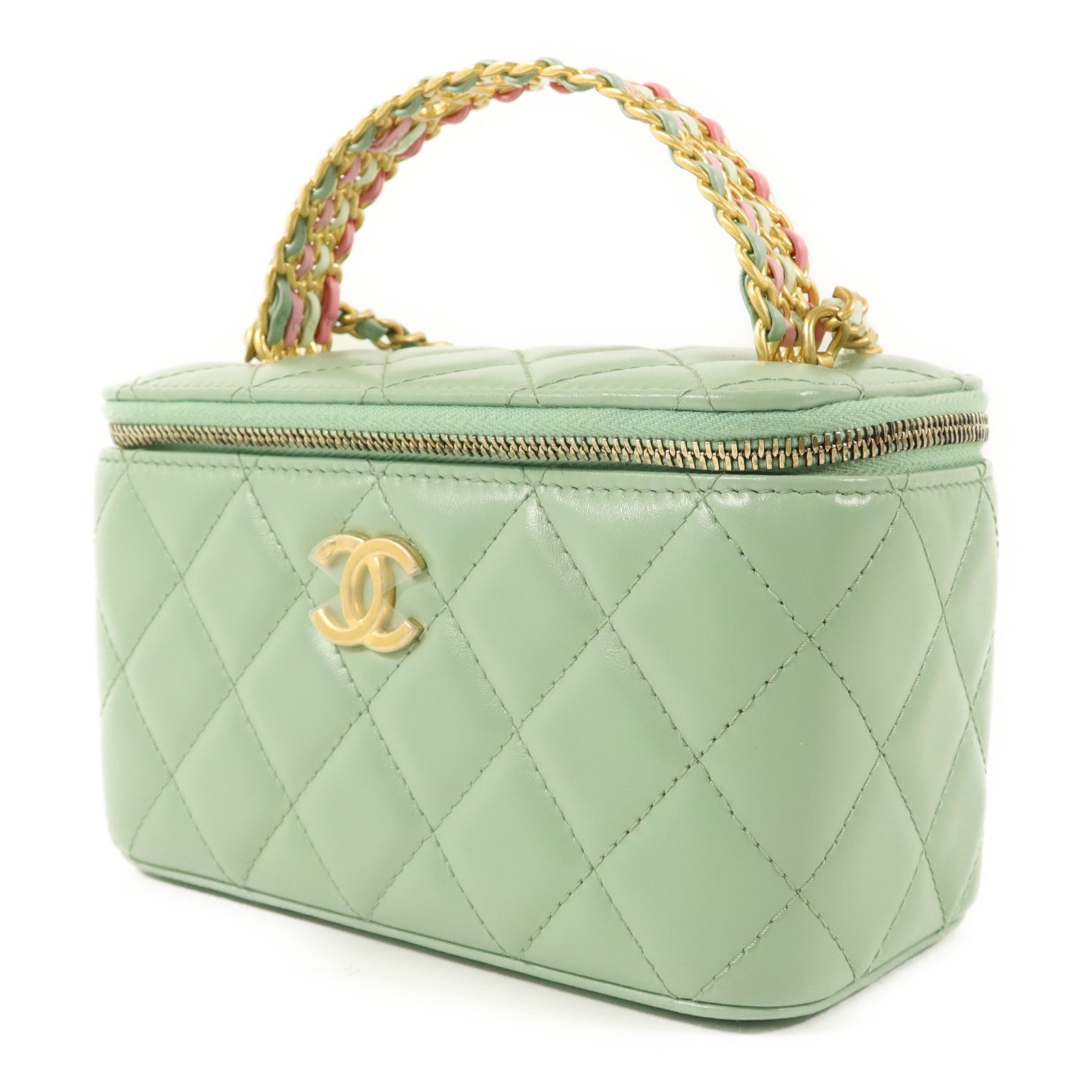 CHANEL 羊皮皮革Vanity Case金扣手挽肩背兩用袋