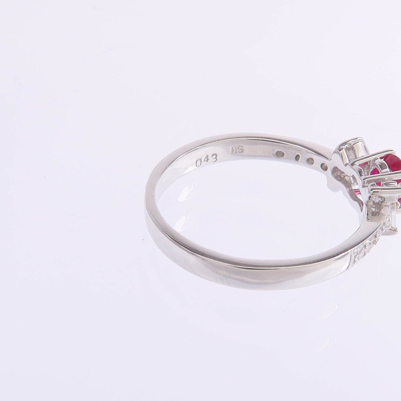 JEWELRY 18K白金Ruby Diamond Ring紅寶石/鑽石戒指US#7.25