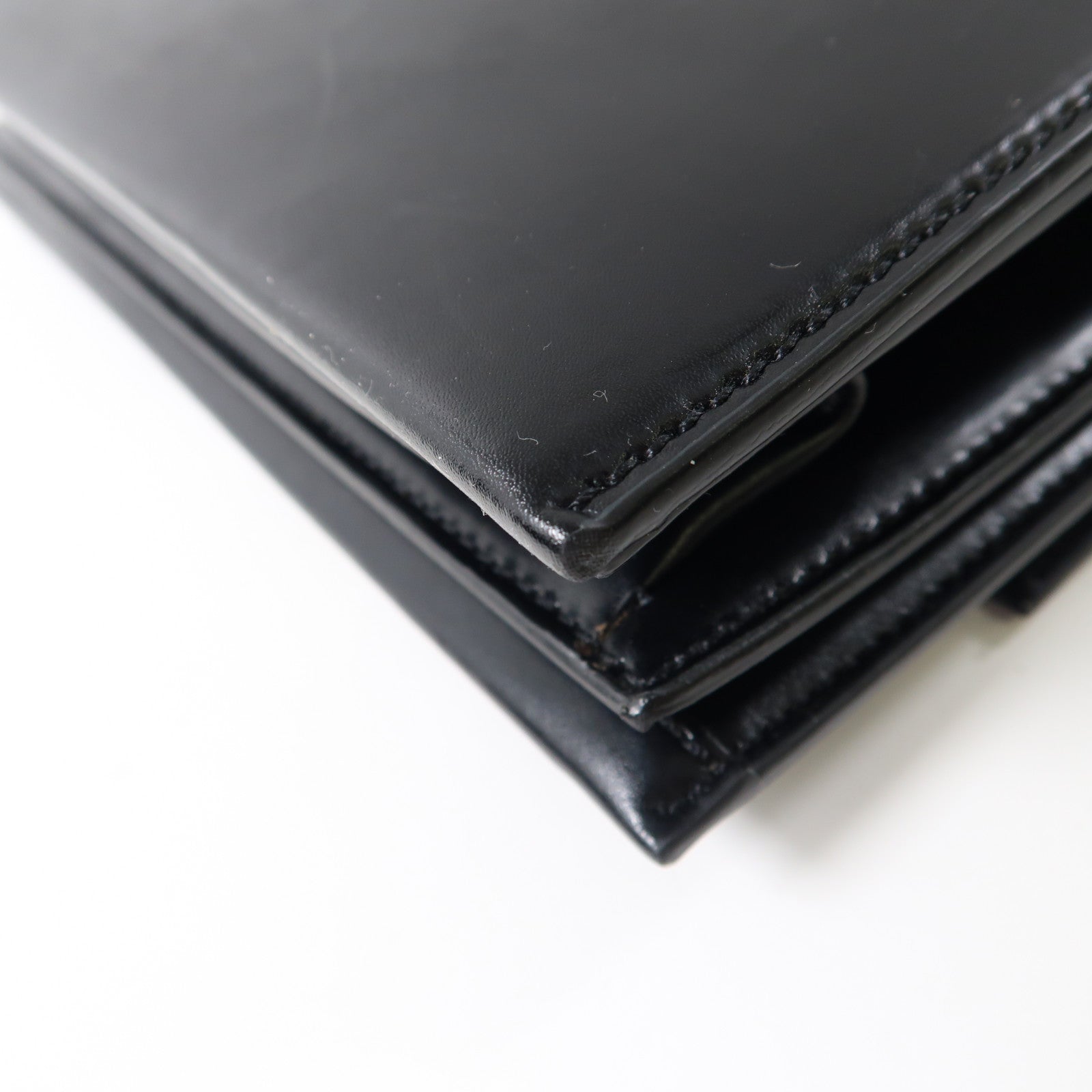 SAINT LAURENT Babylon皮革Business Bag銀扣手挽肩背兩用袋黑色