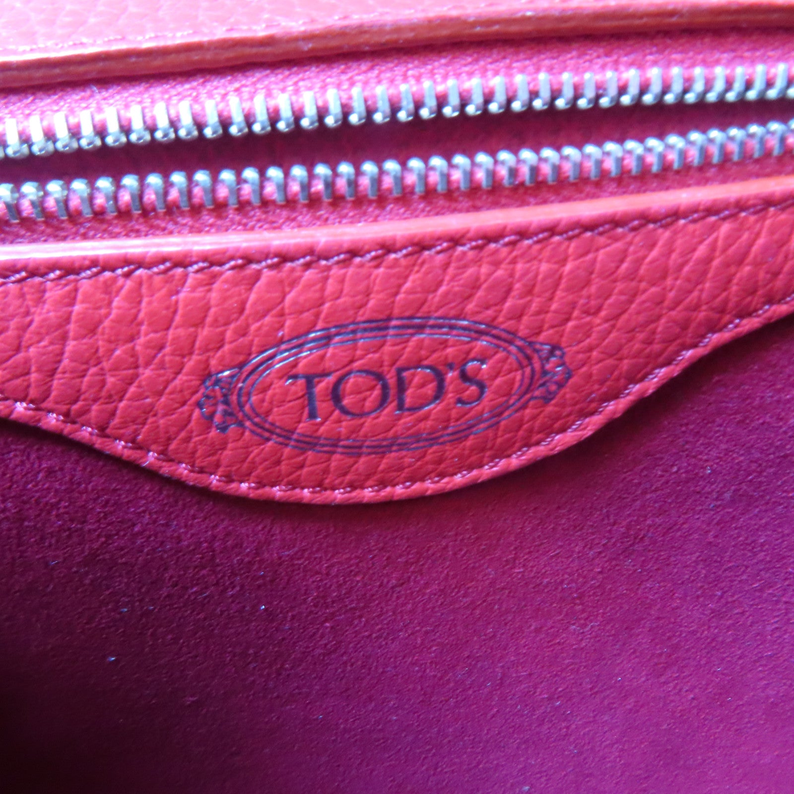 TOD’S 【激減優惠】牛皮皮革Backpack銀扣背包紅色
