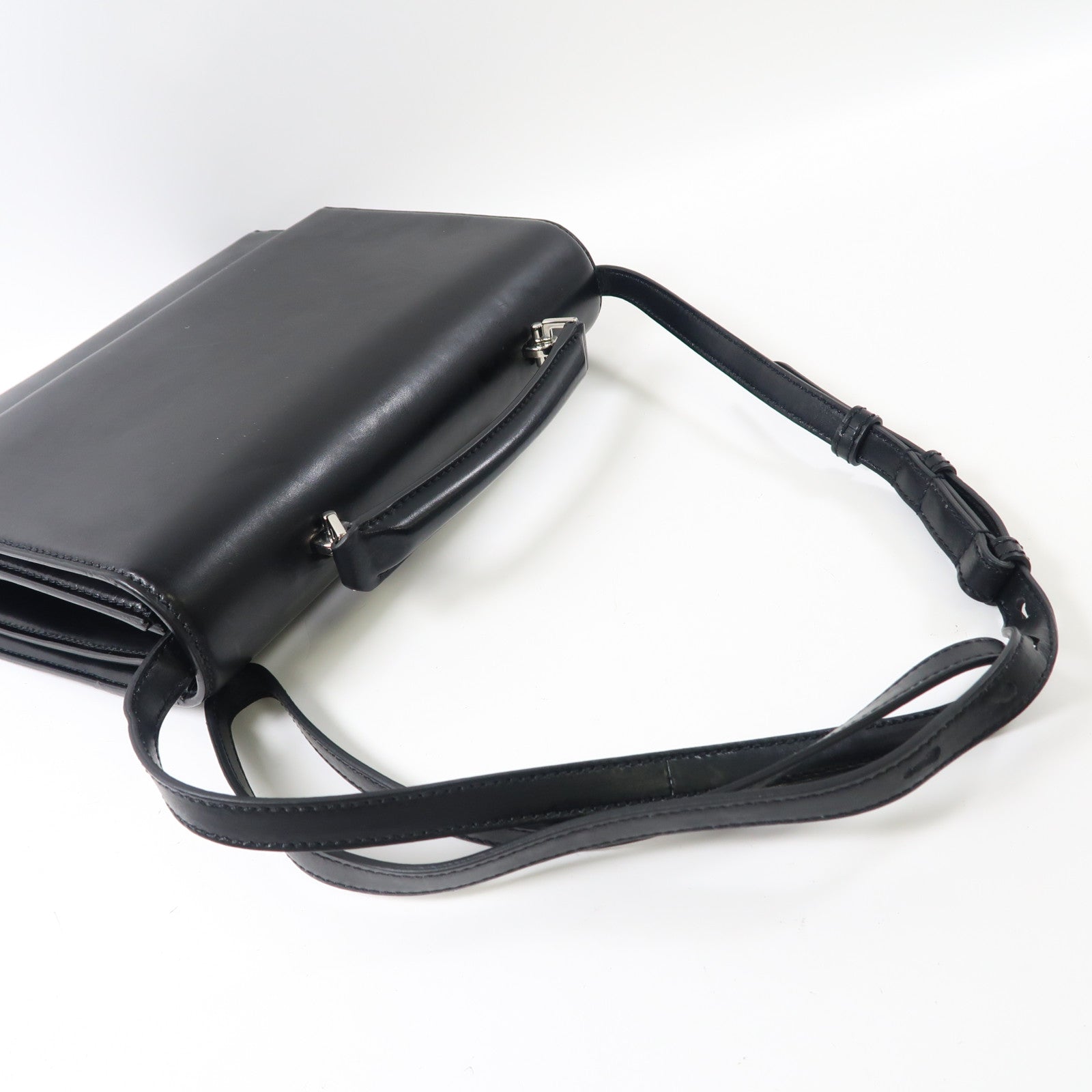 SAINT LAURENT Babylon皮革Business Bag銀扣手挽肩背兩用袋黑色