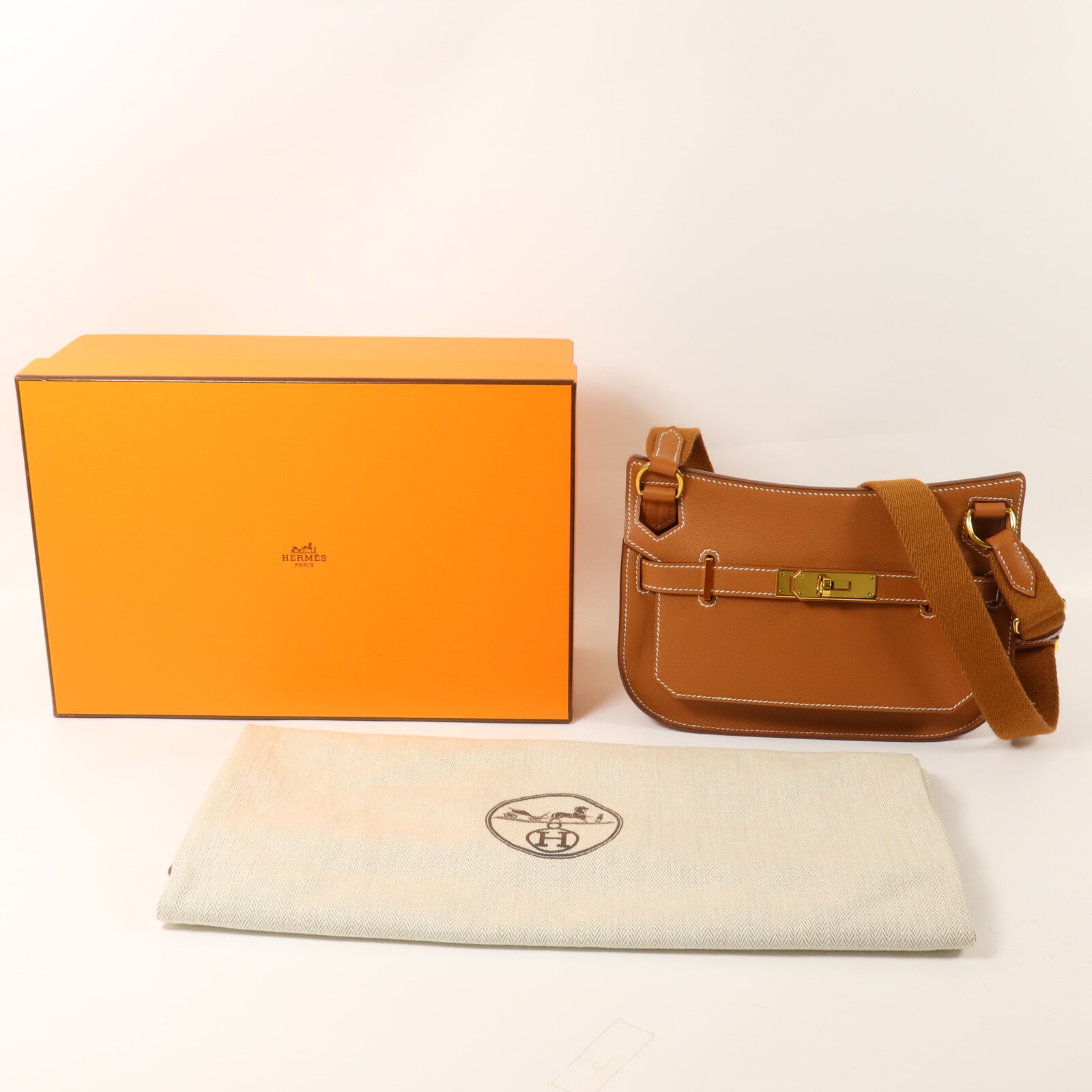 HERMES Evercolor皮革Mini Jypsiere肩背袋Gold