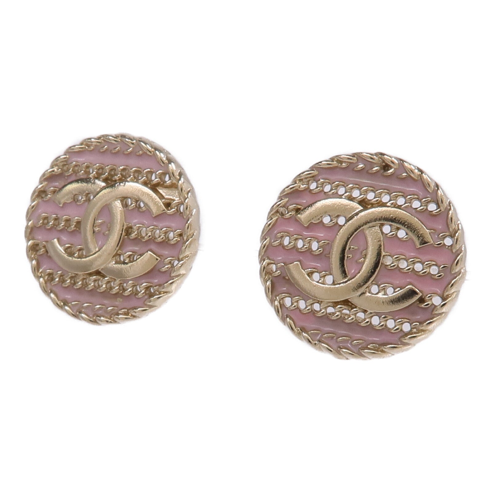 CHANEL 金屬CC Button Earrings耳環