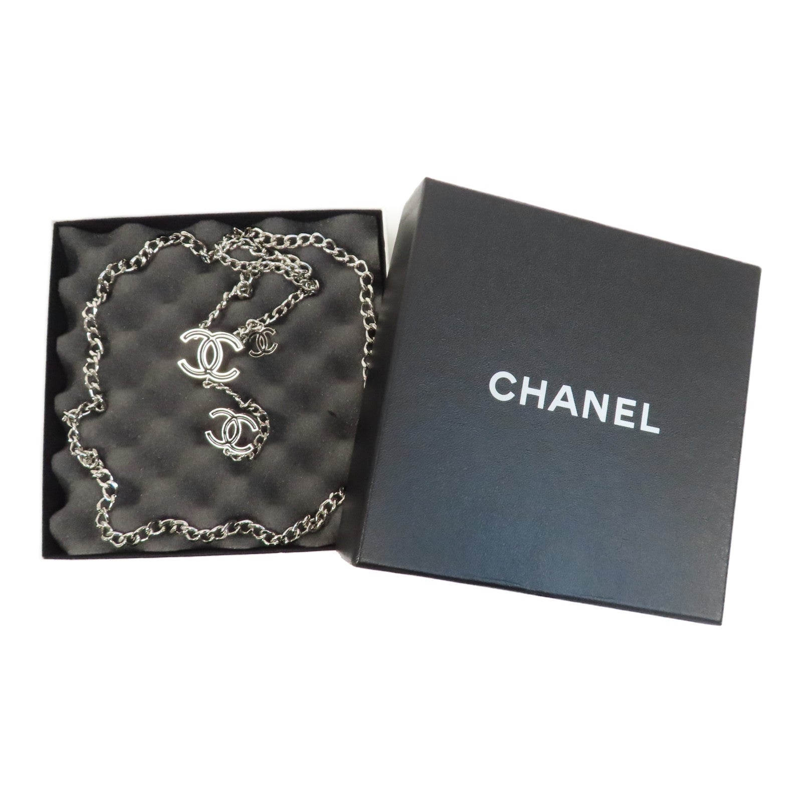 CHANEL 金屬Chain Belt腰帶銀色/黑色