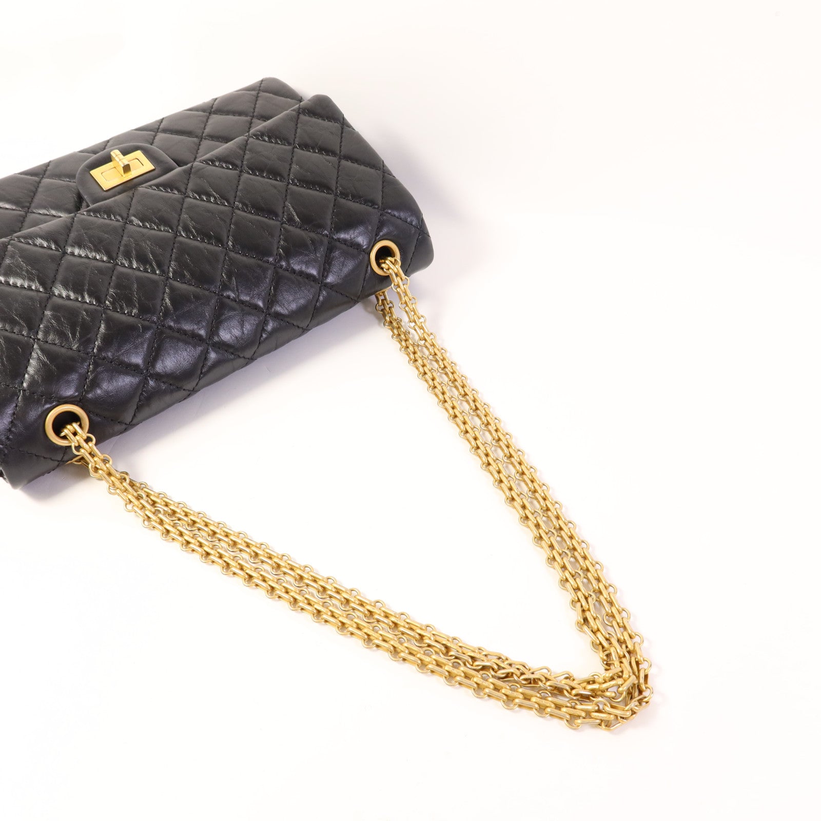 CHANEL 牛皮皮革2.55 Large金扣鏈帶肩背袋