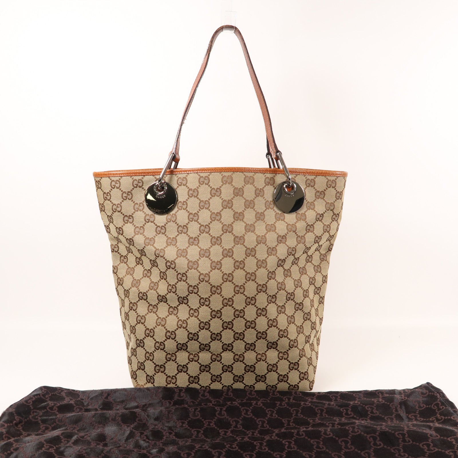 GUCCI 帆布Shoulder Bag銀扣肩背袋