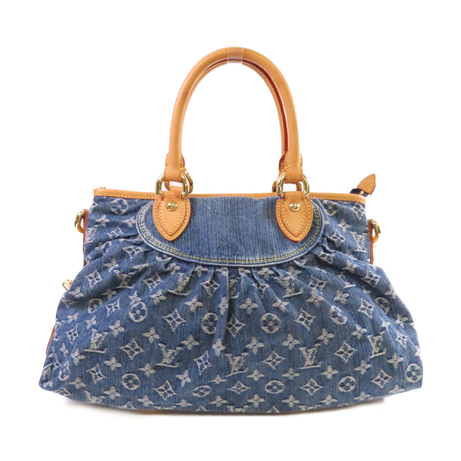 LOUIS VUITTON Monogram Denim Neo Cabby MM 2Way Shoulder Bag金扣手挽肩背兩用袋藍色
