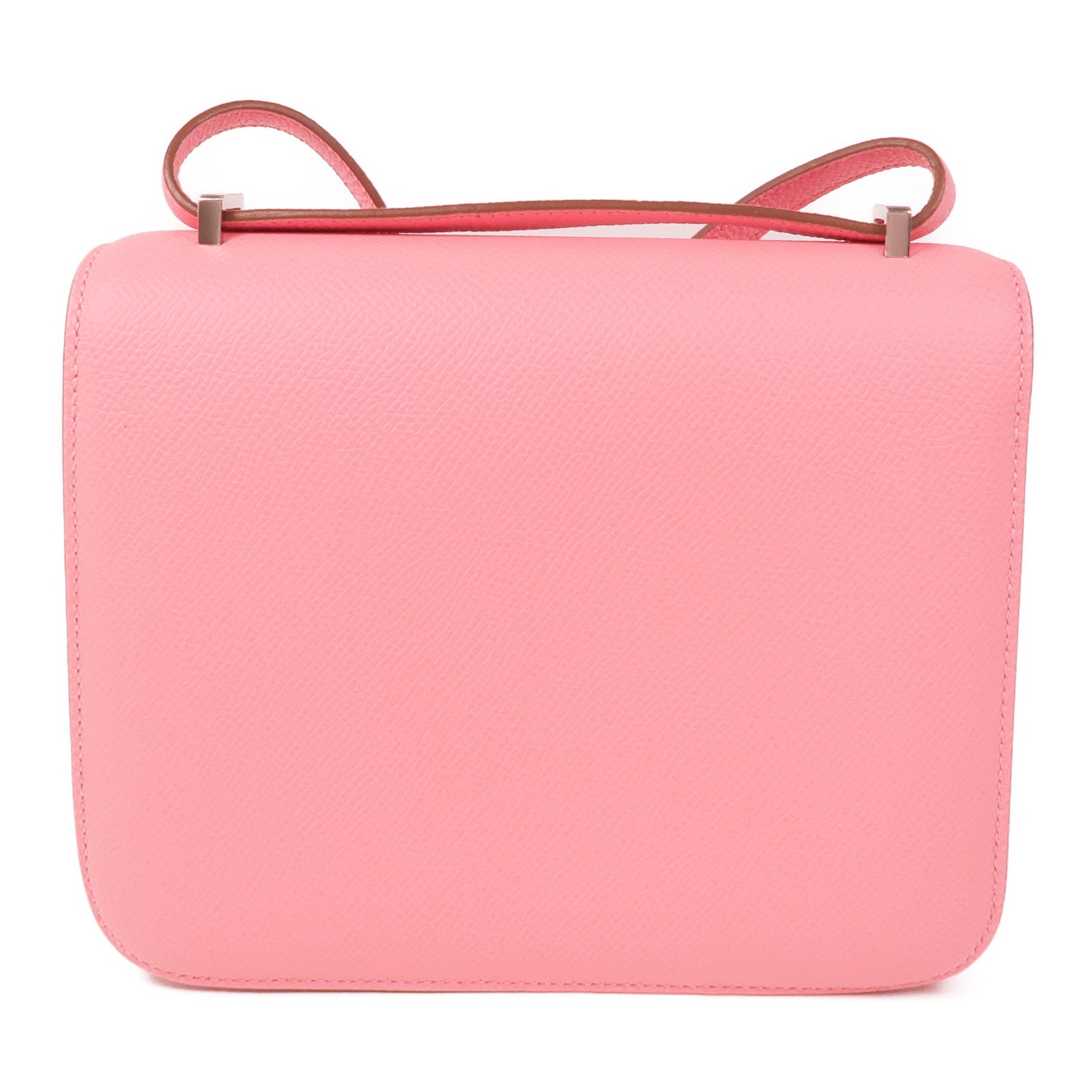 HERMES Epsom皮革Constance Mini銀扣肩背袋1Q Rose Confetti