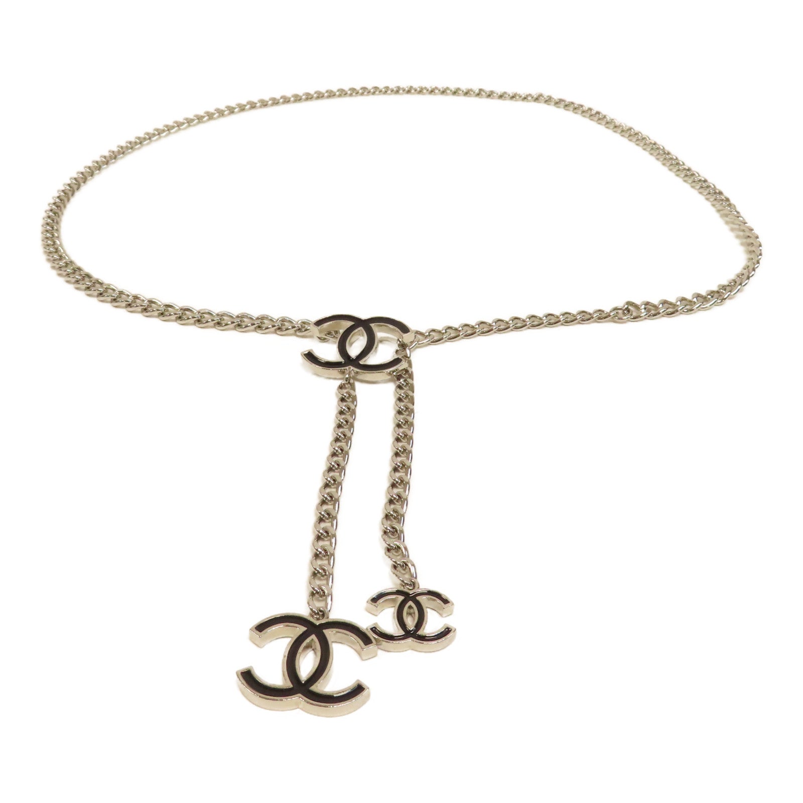 CHANEL 金屬Chain Belt腰帶銀色/黑色
