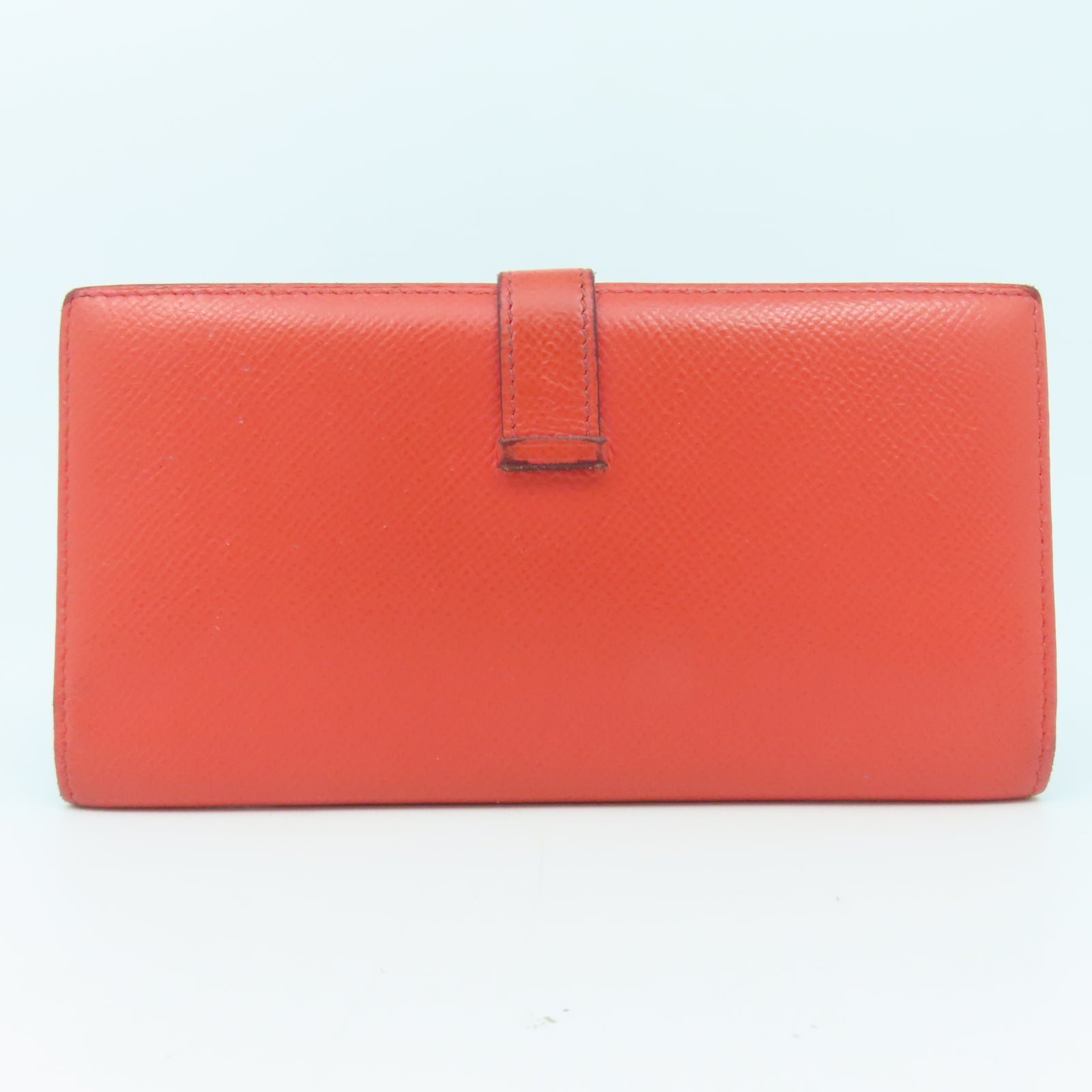 HERMES 【清倉大減價】Veau Epsom皮革Bearn Wallet金扣長錢包橙色