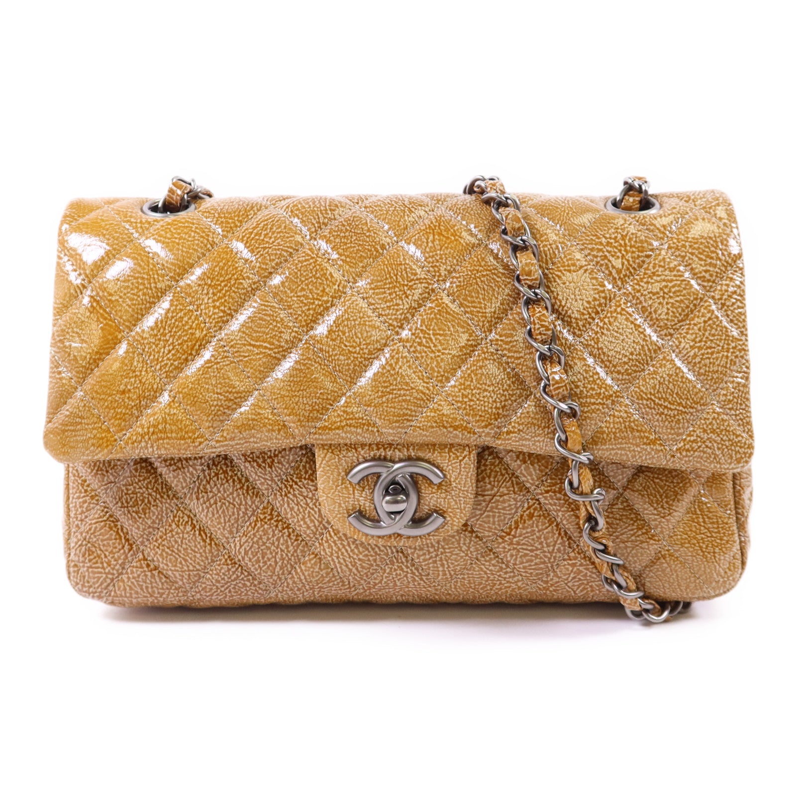 CHANEL 牛皮皮革Shoulder Bag銀扣鏈帶肩背袋