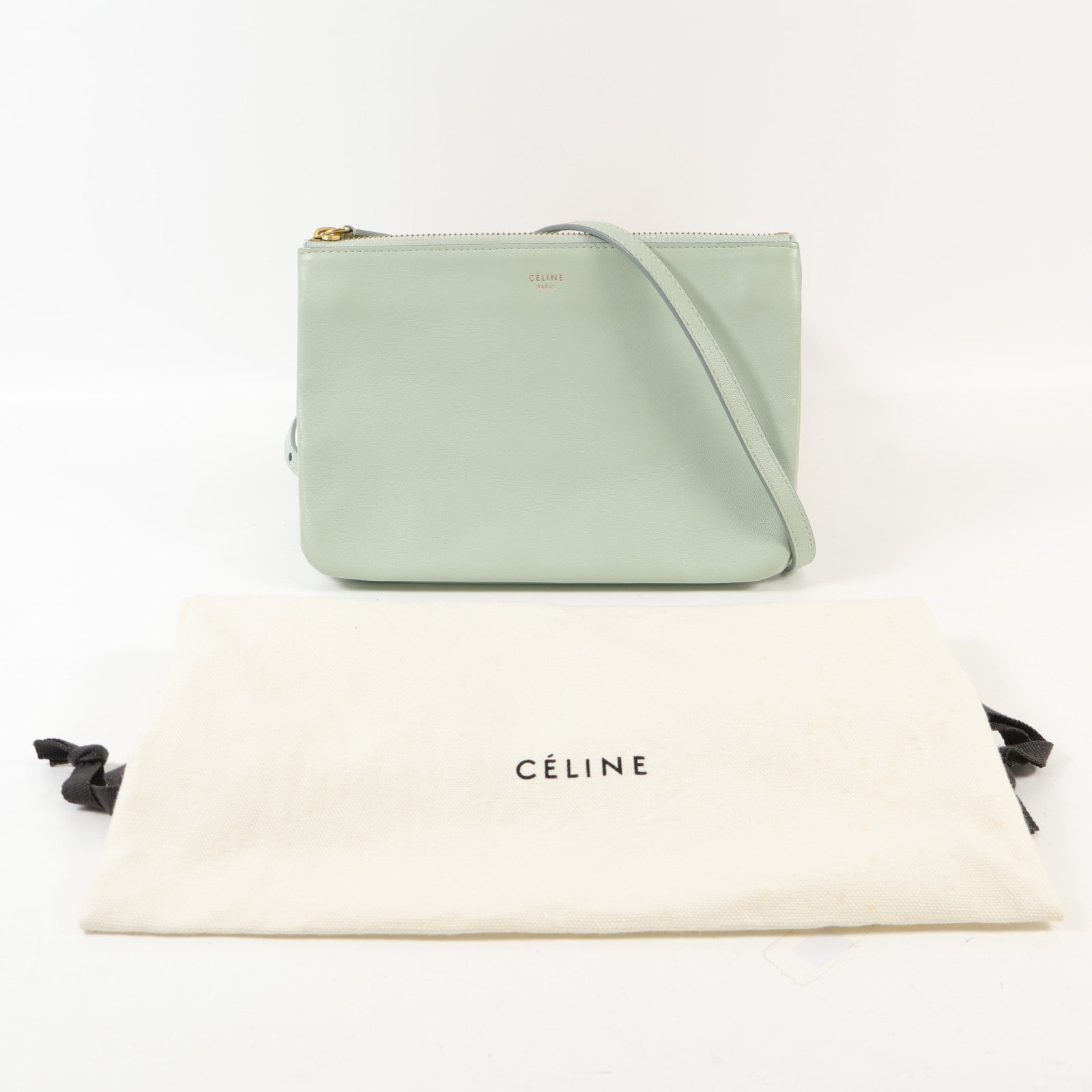 CELINE 【激減優惠】羊皮皮革Trio Small金扣肩背袋