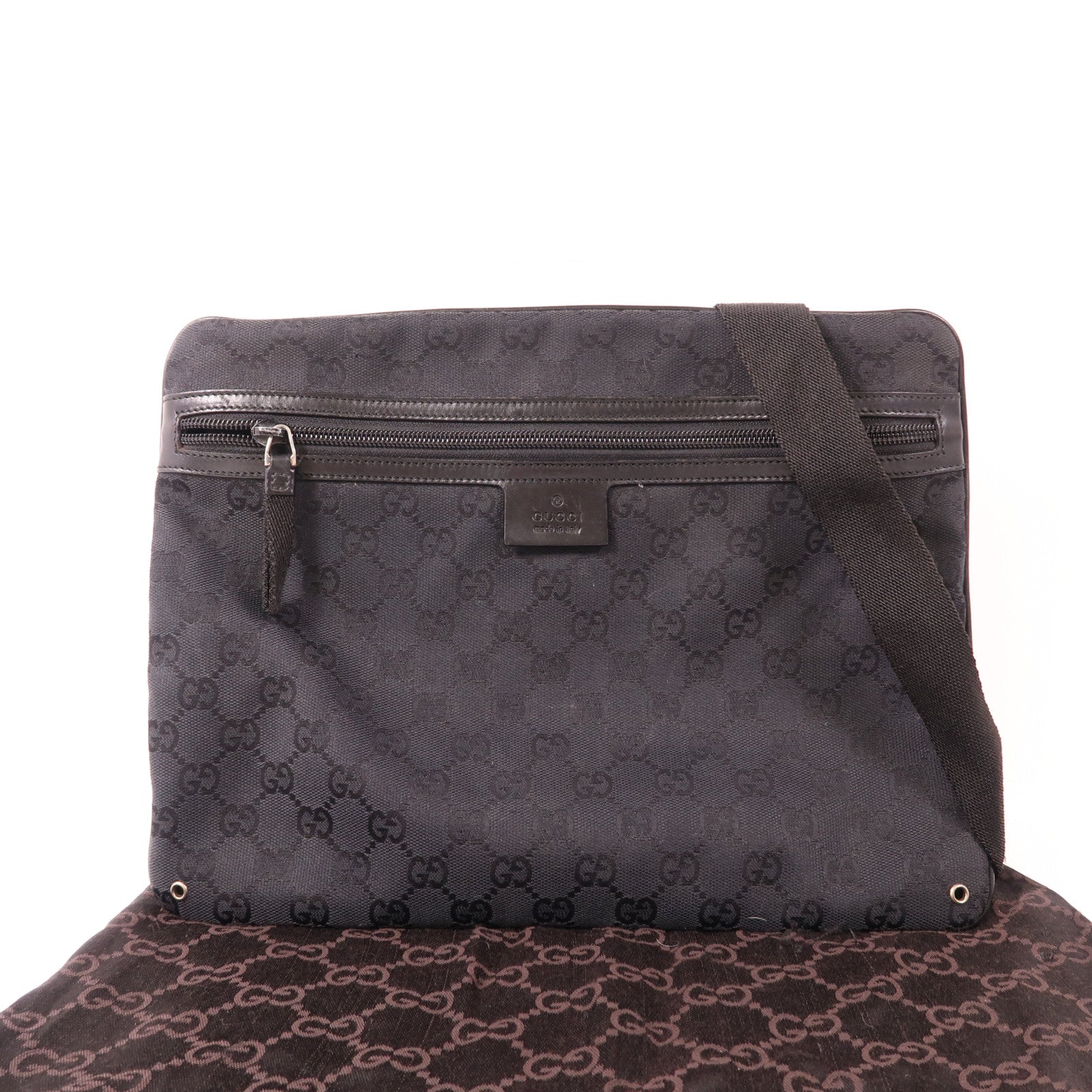 GUCCI 帆布Shoulder Bag銀扣肩背袋