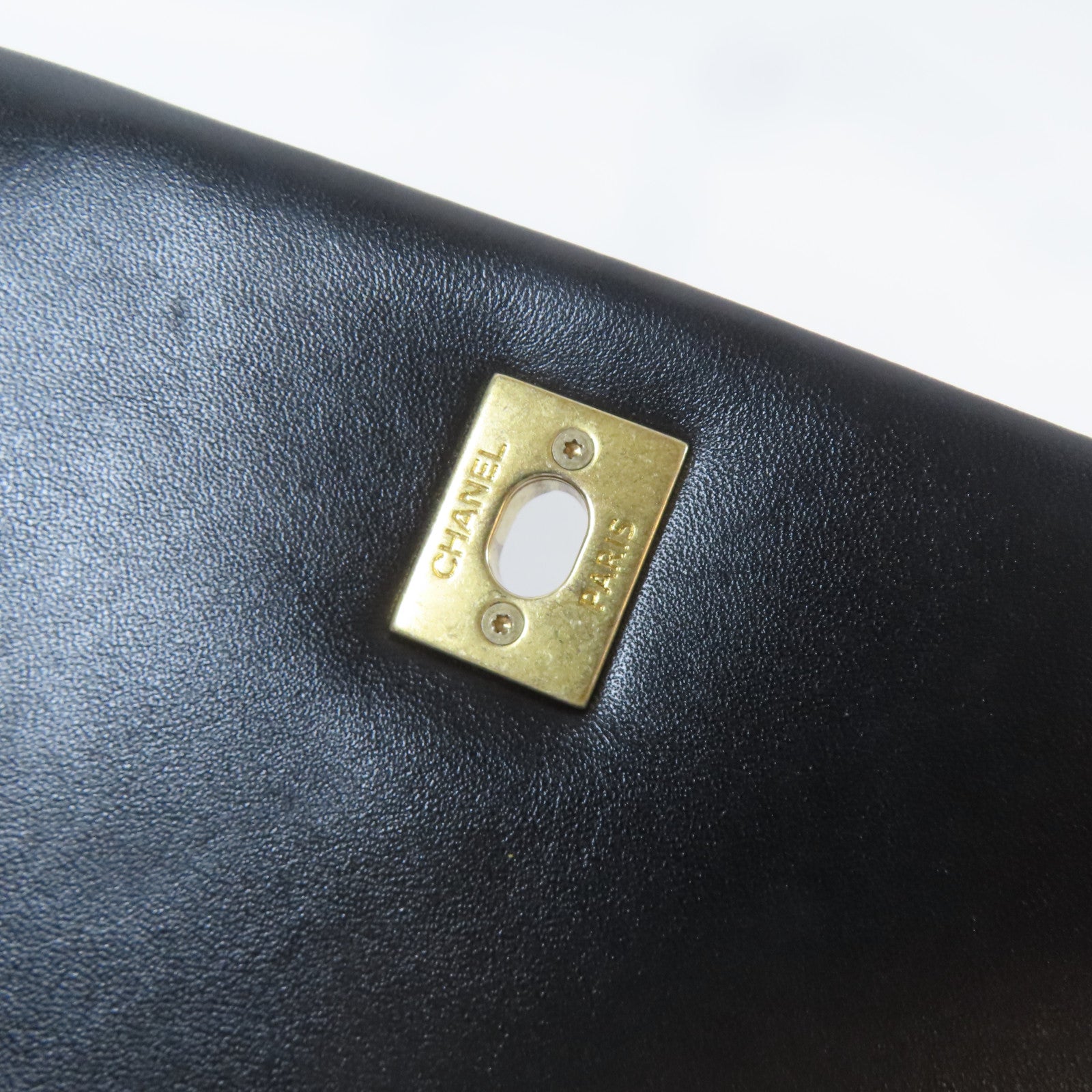 CHANEL 菱格羊皮皮革Mini Flap Bag金扣手挽肩背兩用袋袋黑色