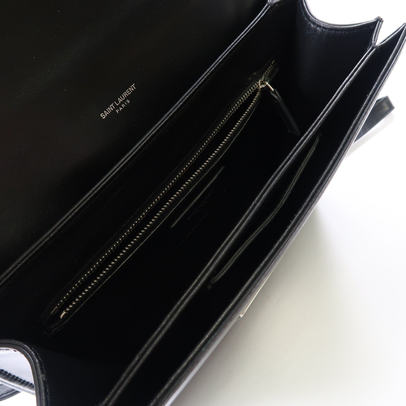 SAINT LAURENT Babylon皮革Business Bag銀扣手挽肩背兩用袋黑色