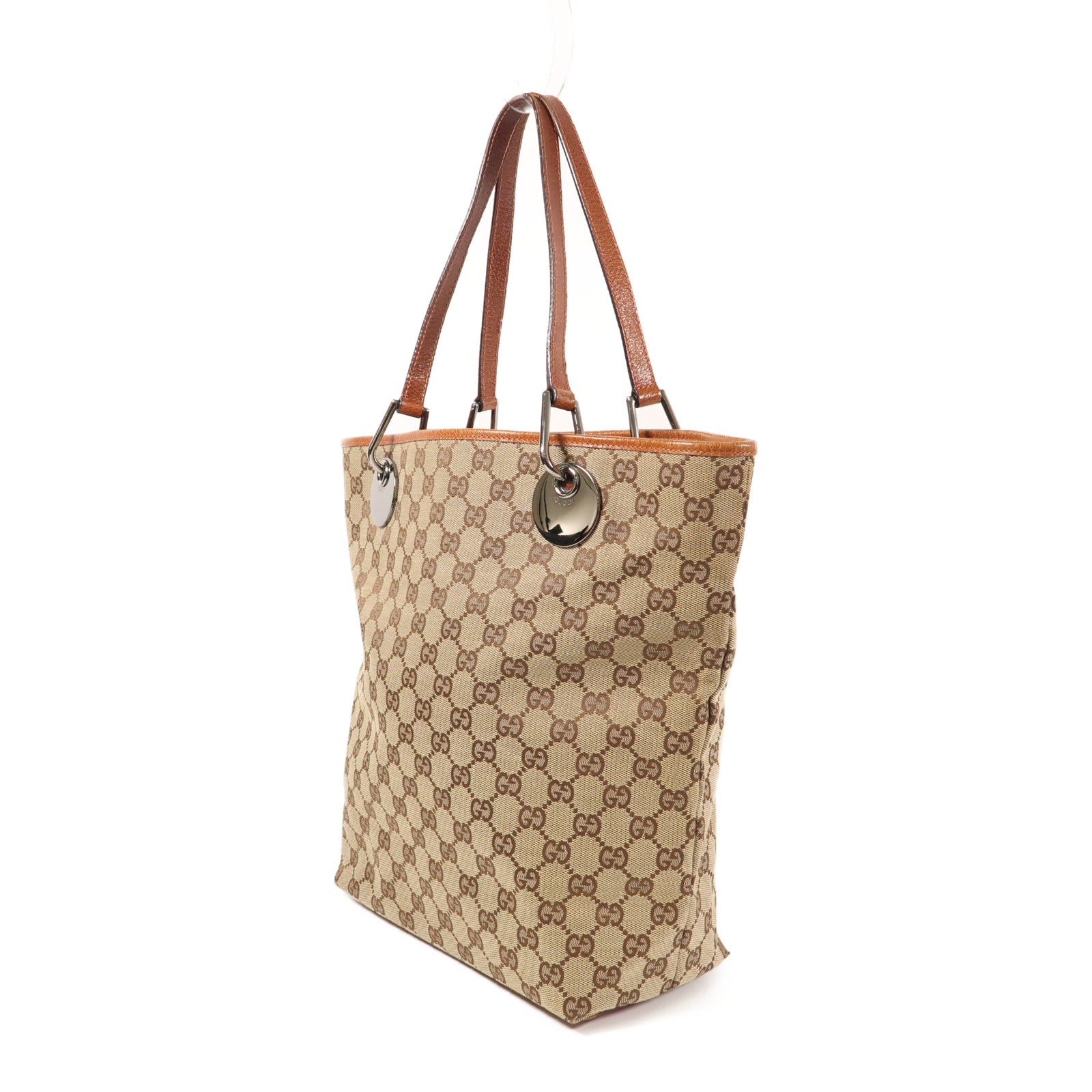 GUCCI 帆布Shoulder Bag銀扣肩背袋