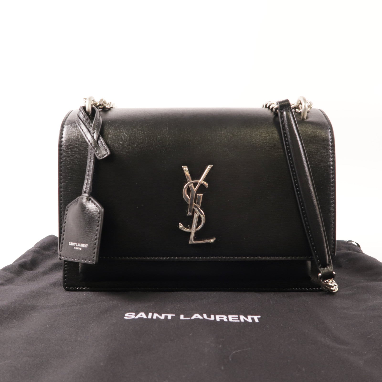 SAINT LAURENT 牛皮皮革Sunset Medium銀扣肩背袋