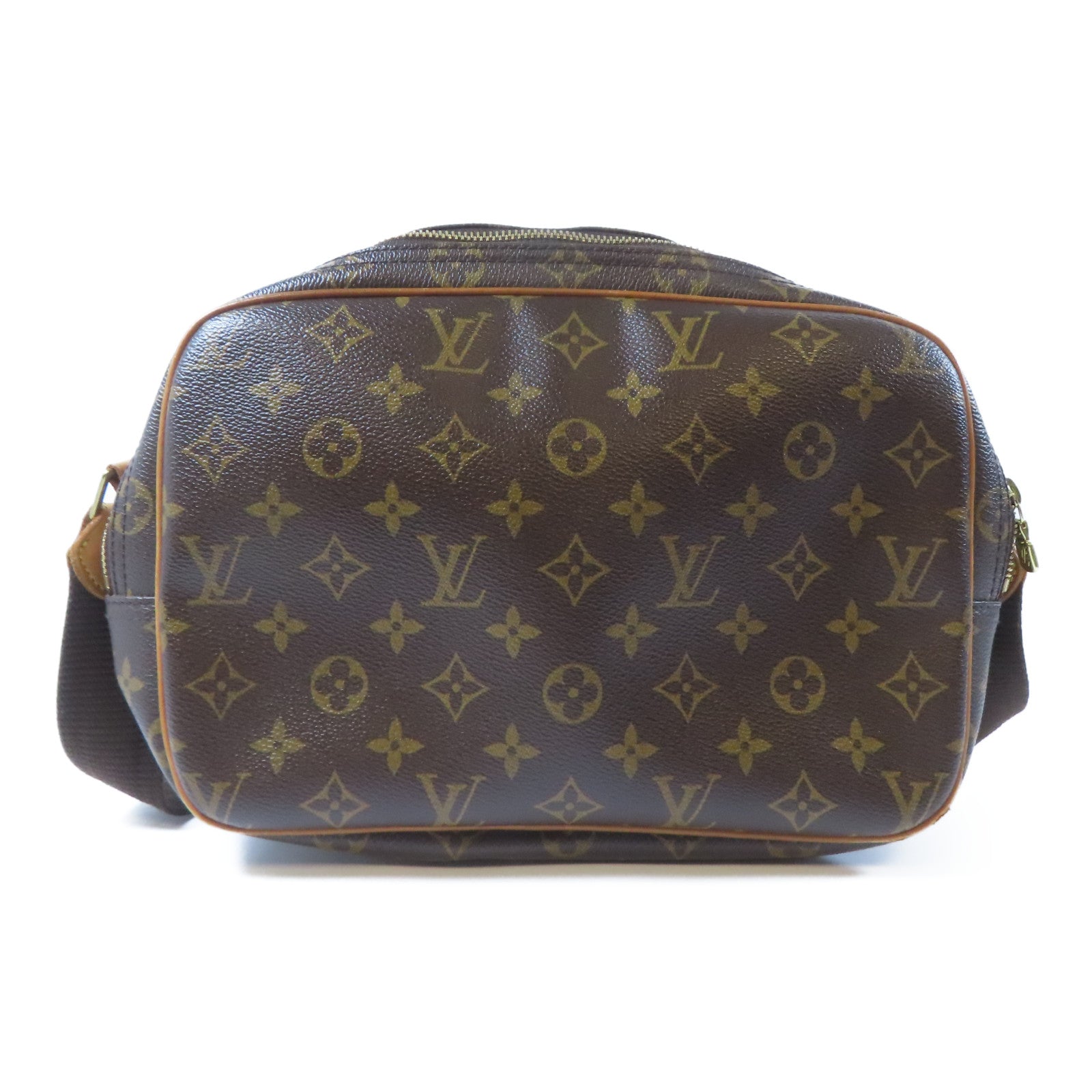 LOUIS VUITTON Monogram Reporter PM金扣肩背袋啡色