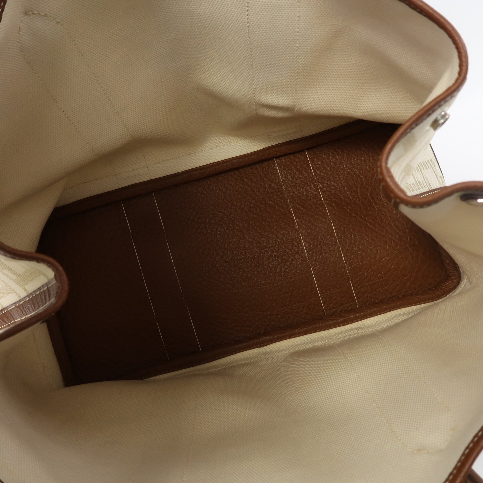HERMES 【激減優惠】帆布Garden Party PM銀扣手挽袋Gold/Beton