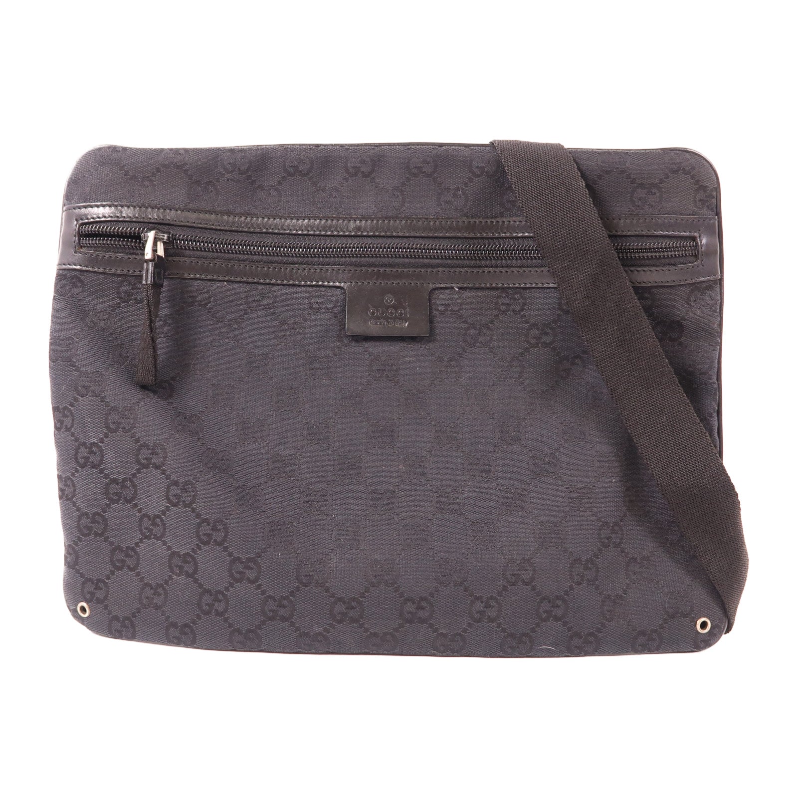 GUCCI 帆布Shoulder Bag銀扣肩背袋