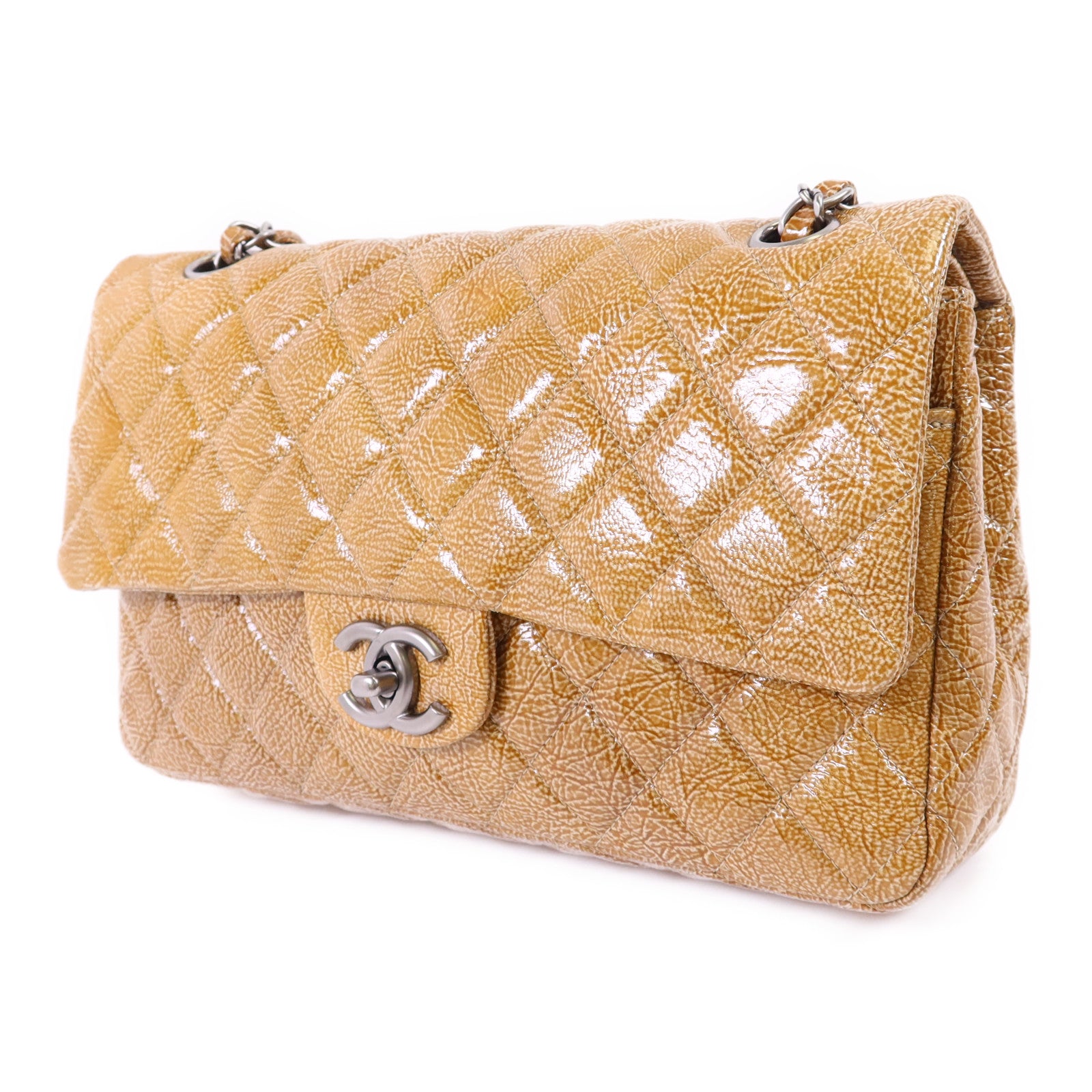 CHANEL 牛皮皮革Shoulder Bag銀扣鏈帶肩背袋