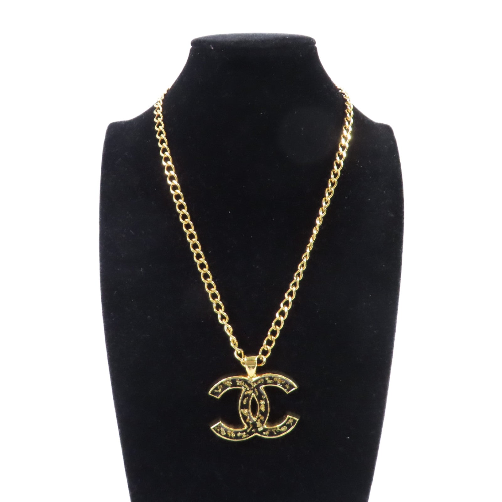 CHANEL 金屬CC Necklace金扣項鏈金色/黑色