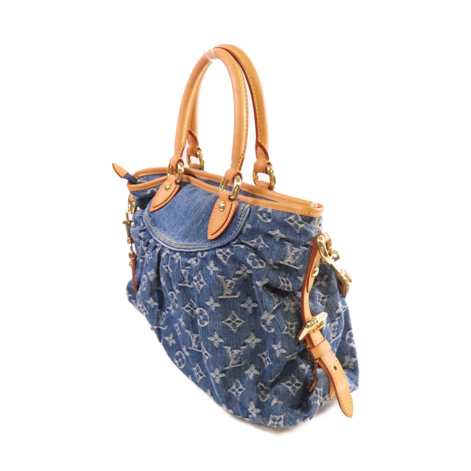 LOUIS VUITTON Monogram Denim Neo Cabby MM 2Way Shoulder Bag金扣手挽肩背兩用袋藍色