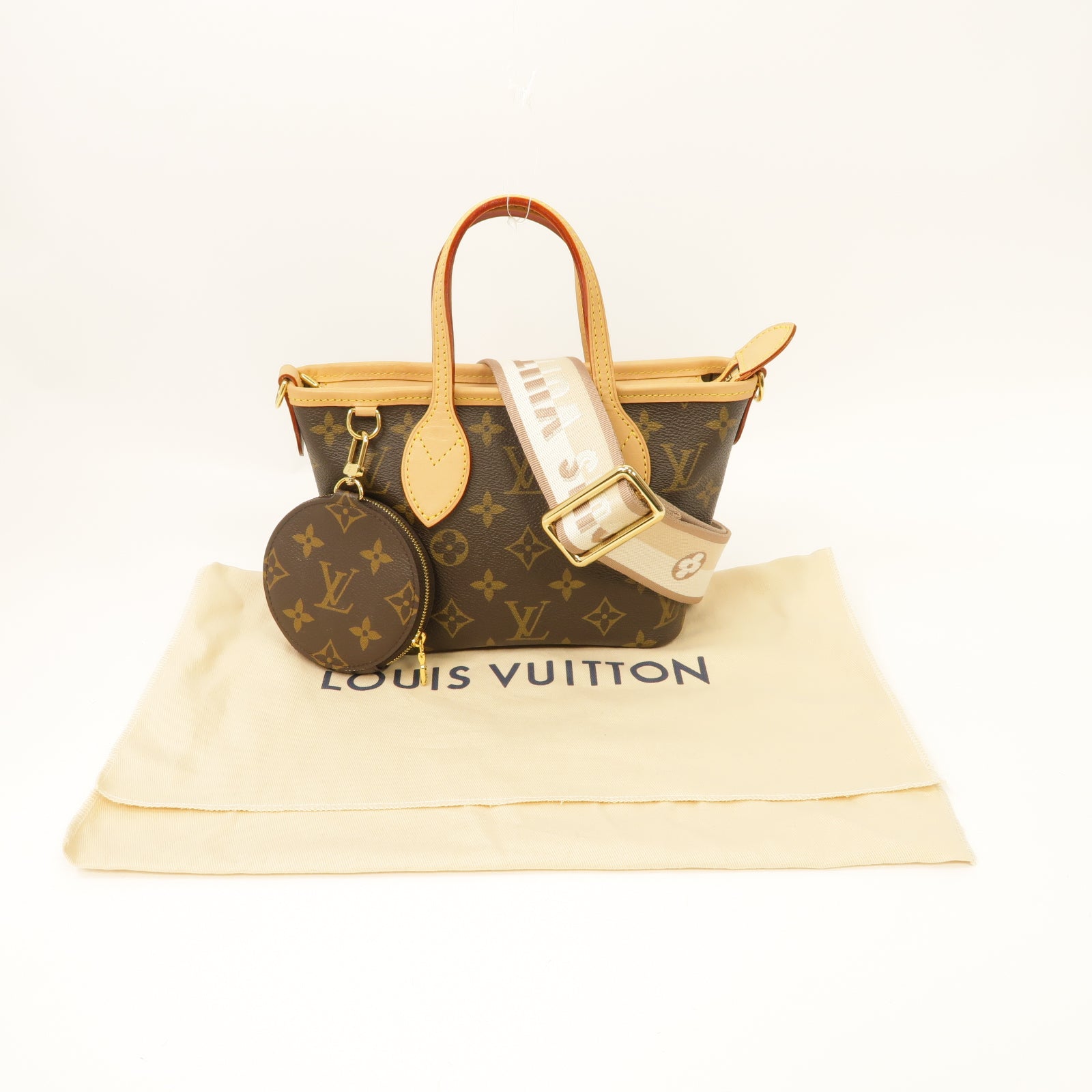 LOUIS VUITTON Monogram Neverfull BB 2 Way Shoulder Bag金扣手挽肩背兩用袋啡色