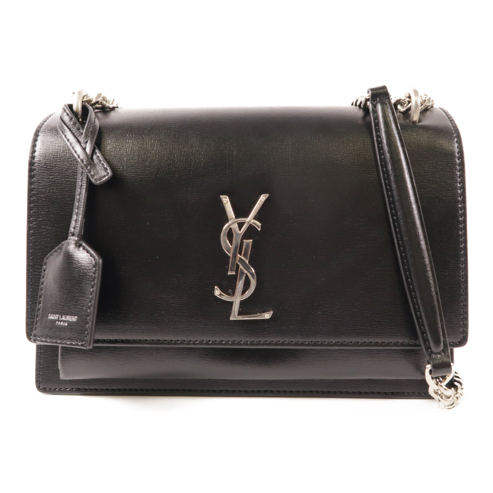 SAINT LAURENT 牛皮皮革Sunset Medium銀扣肩背袋