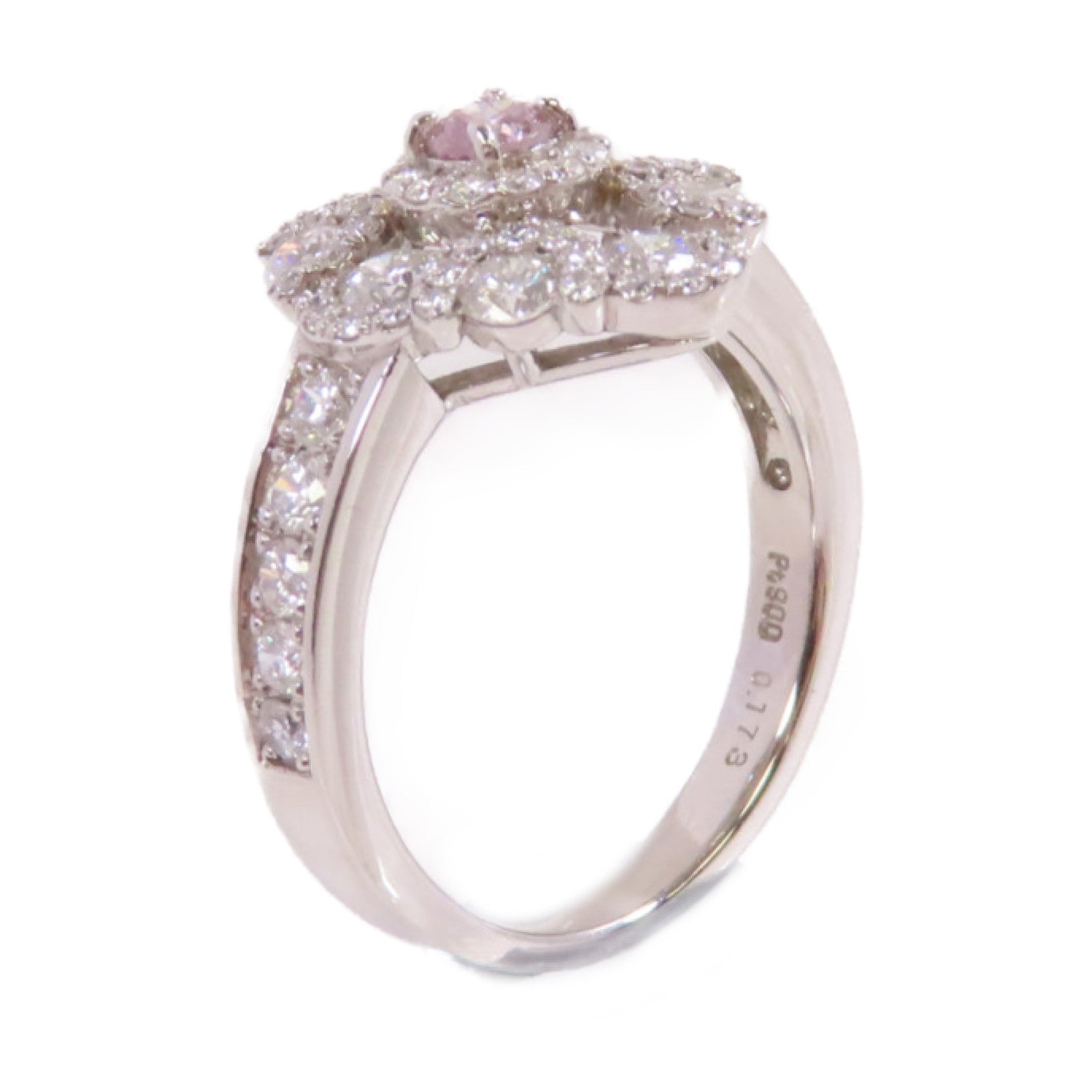 JEWELRY PT900鉑金/0.173ct粉紅鑽石/0.130ct鑽石Diamond Ring戒指US#6.5