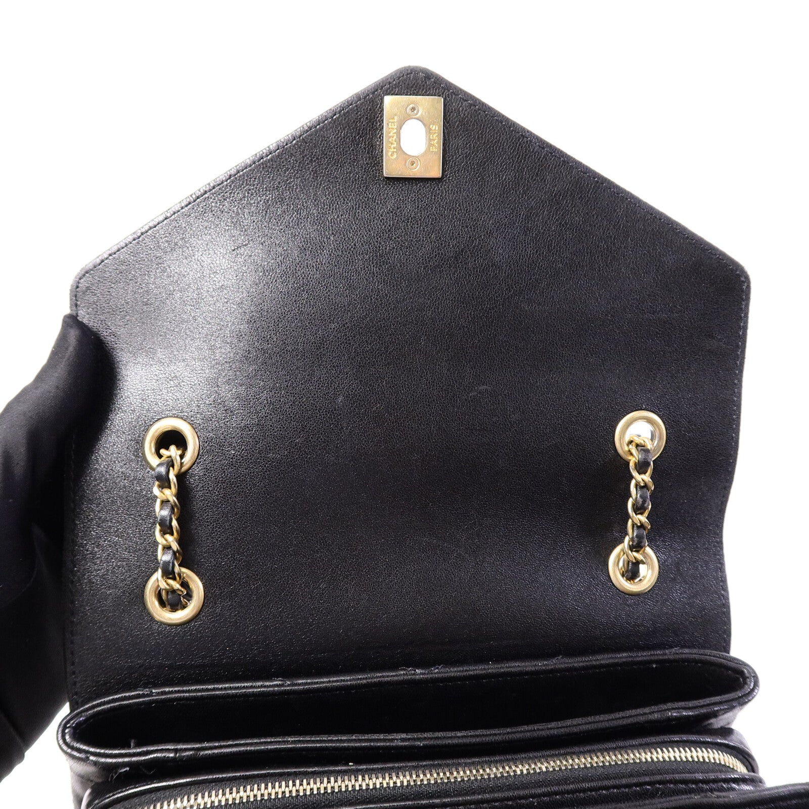 CHANEL 牛皮皮革Envelope Flap Bag鏈帶肩背袋