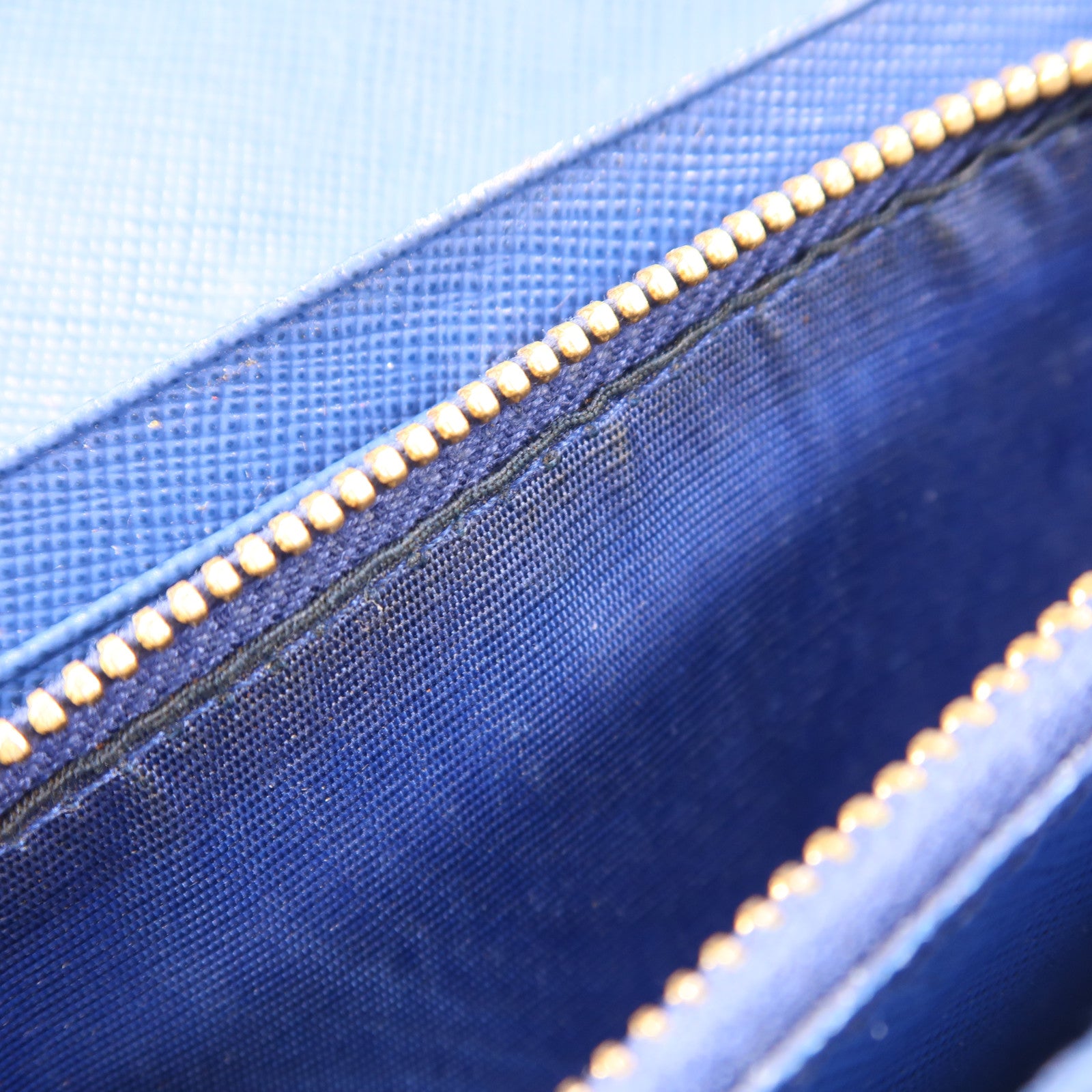 PRADA GHW Long Wallet 1M1132 Calfskin Leather Blue