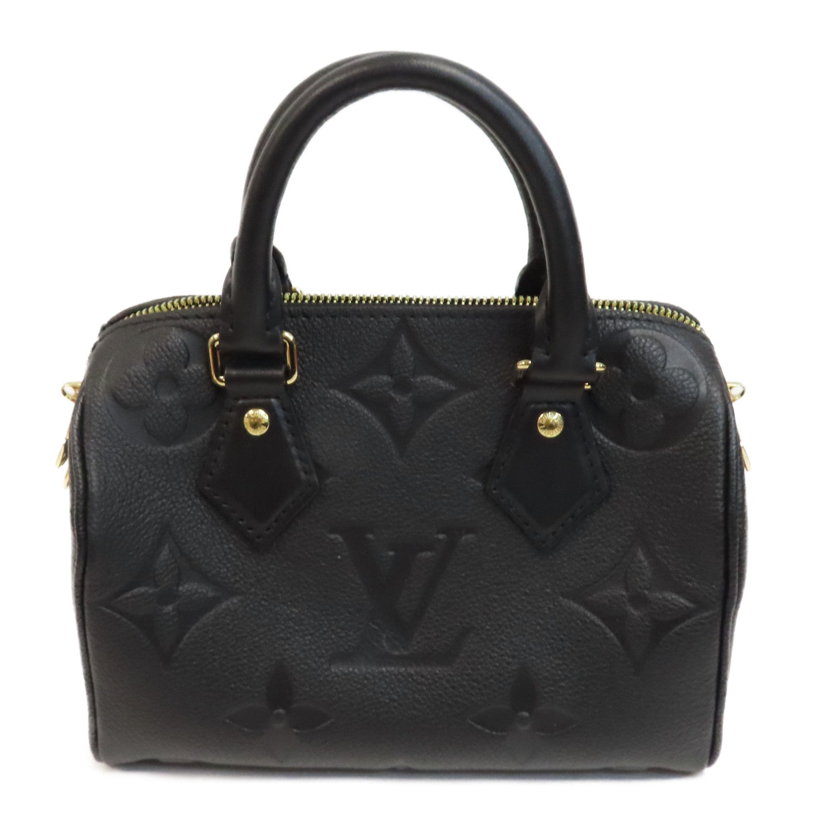 LOUIS VUITTON Monogram Empreinte Speedy Bandouliere 20金釦手挽肩背兩用袋黑色