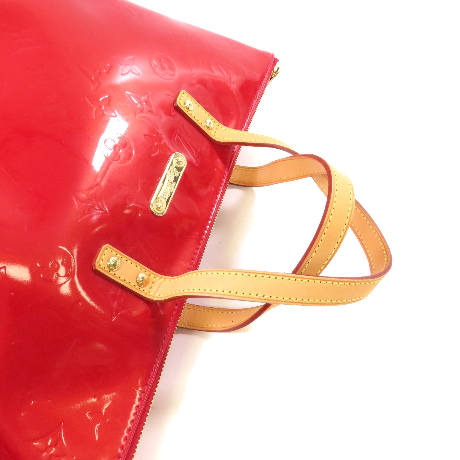 LOUIS VUITTON Monogram Vernis Bellevue PM Hand Bag金扣手挽袋紅色