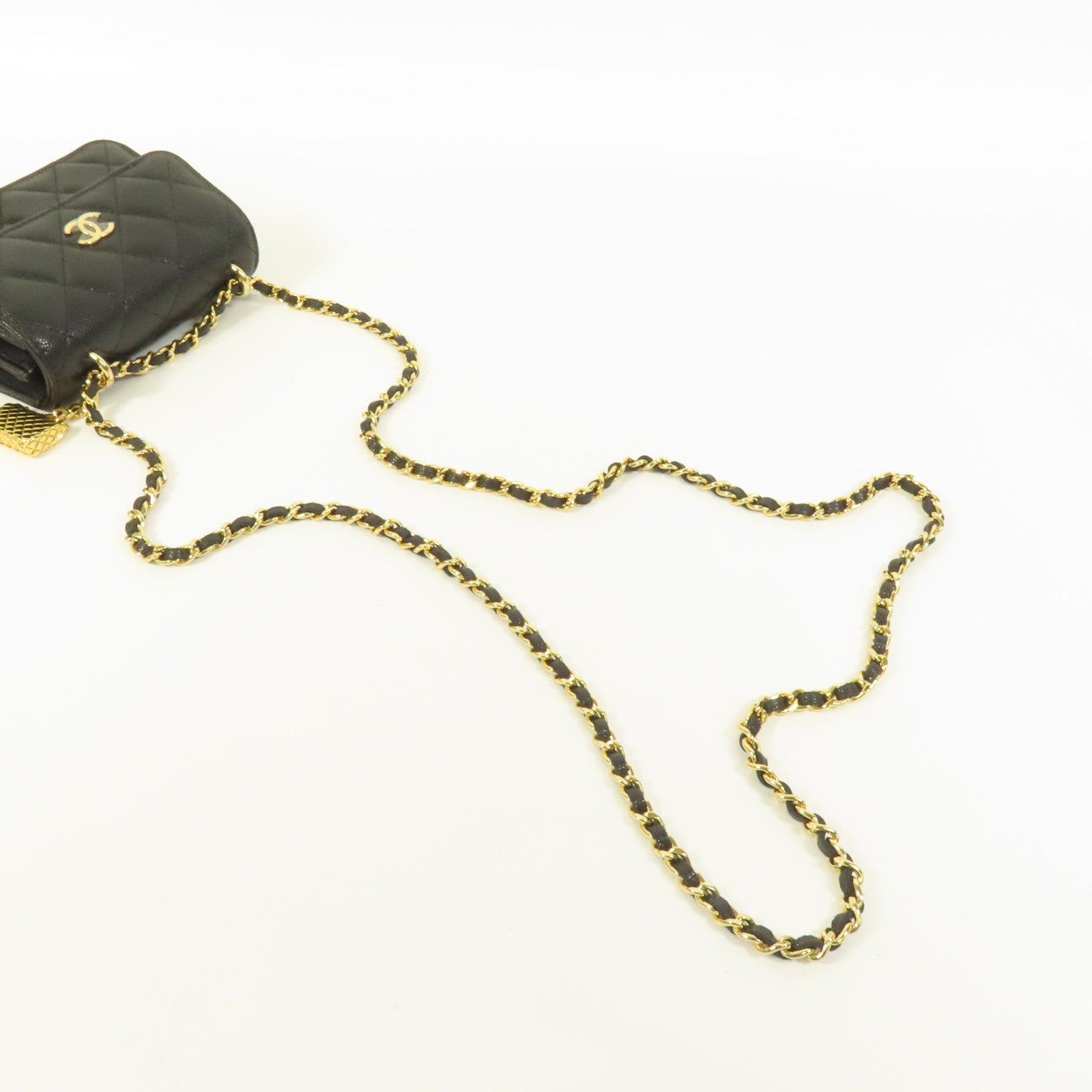 CHANEL 牛皮皮革Chain Shoulder金扣鏈帶肩背袋