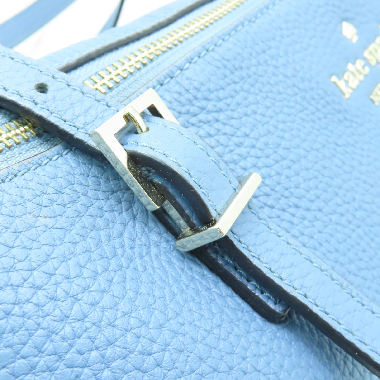 Kate Spade 牛皮皮革Tote Bag金扣手挽袋藍色