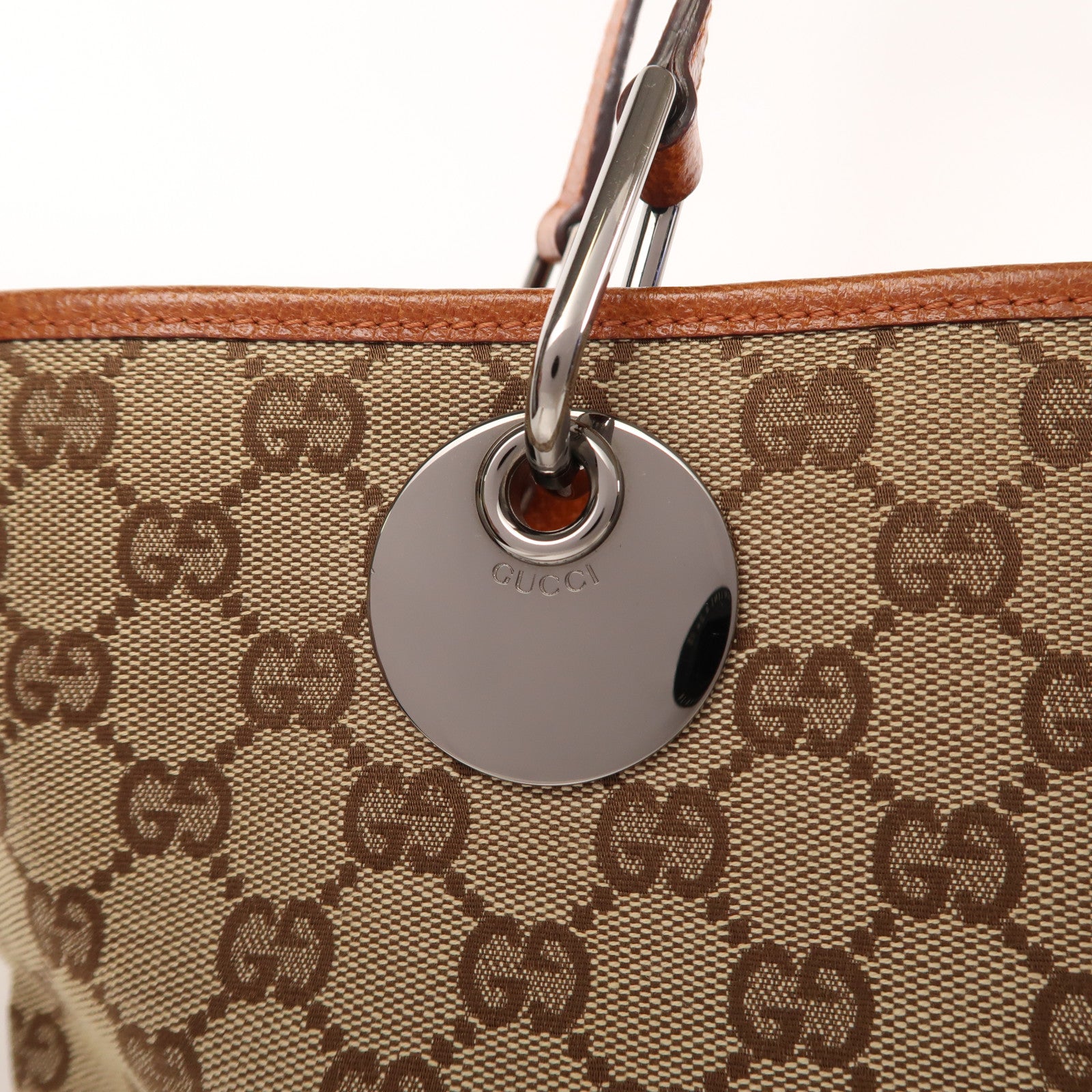 GUCCI 帆布Shoulder Bag銀扣肩背袋