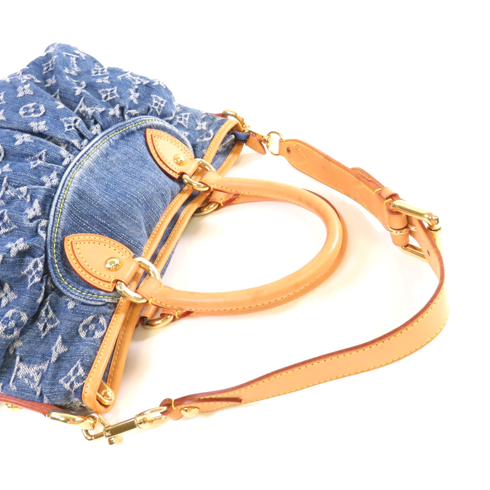 LOUIS VUITTON Monogram Denim Neo Cabby MM 2Way Shoulder Bag金扣手挽肩背兩用袋藍色