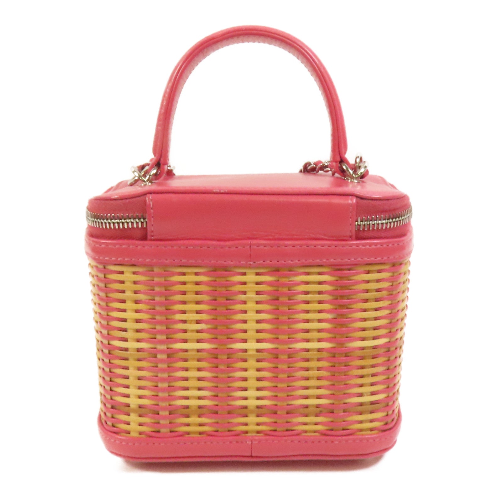 CHANEL Wicker Vanity銀扣鏈帶手挽肩背兩用袋