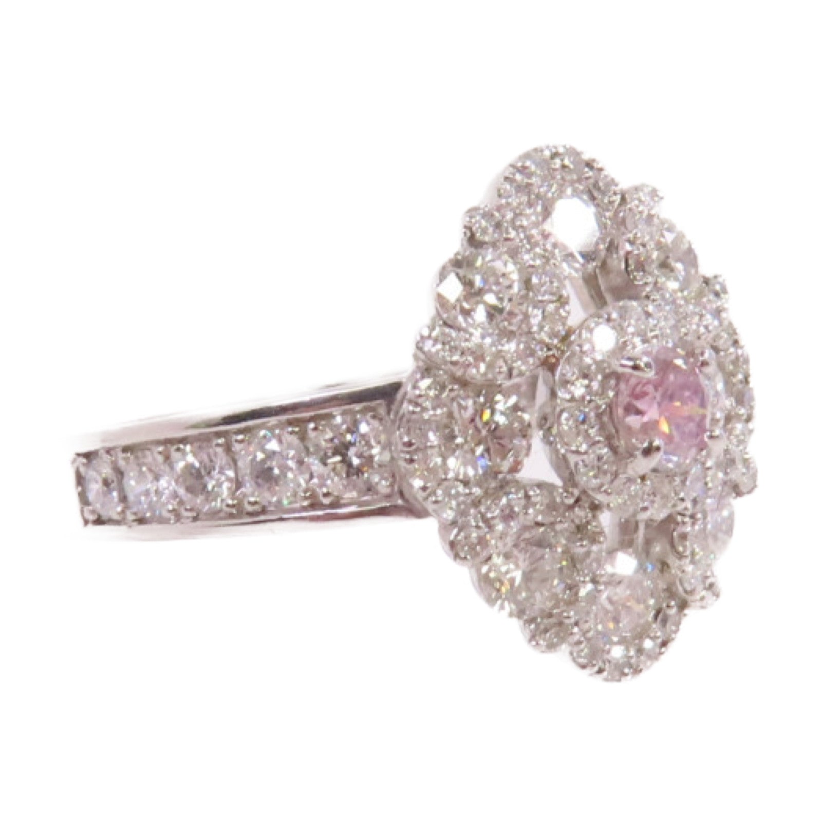 JEWELRY PT900鉑金/0.173ct粉紅鑽石/0.130ct鑽石Diamond Ring戒指US#6.5