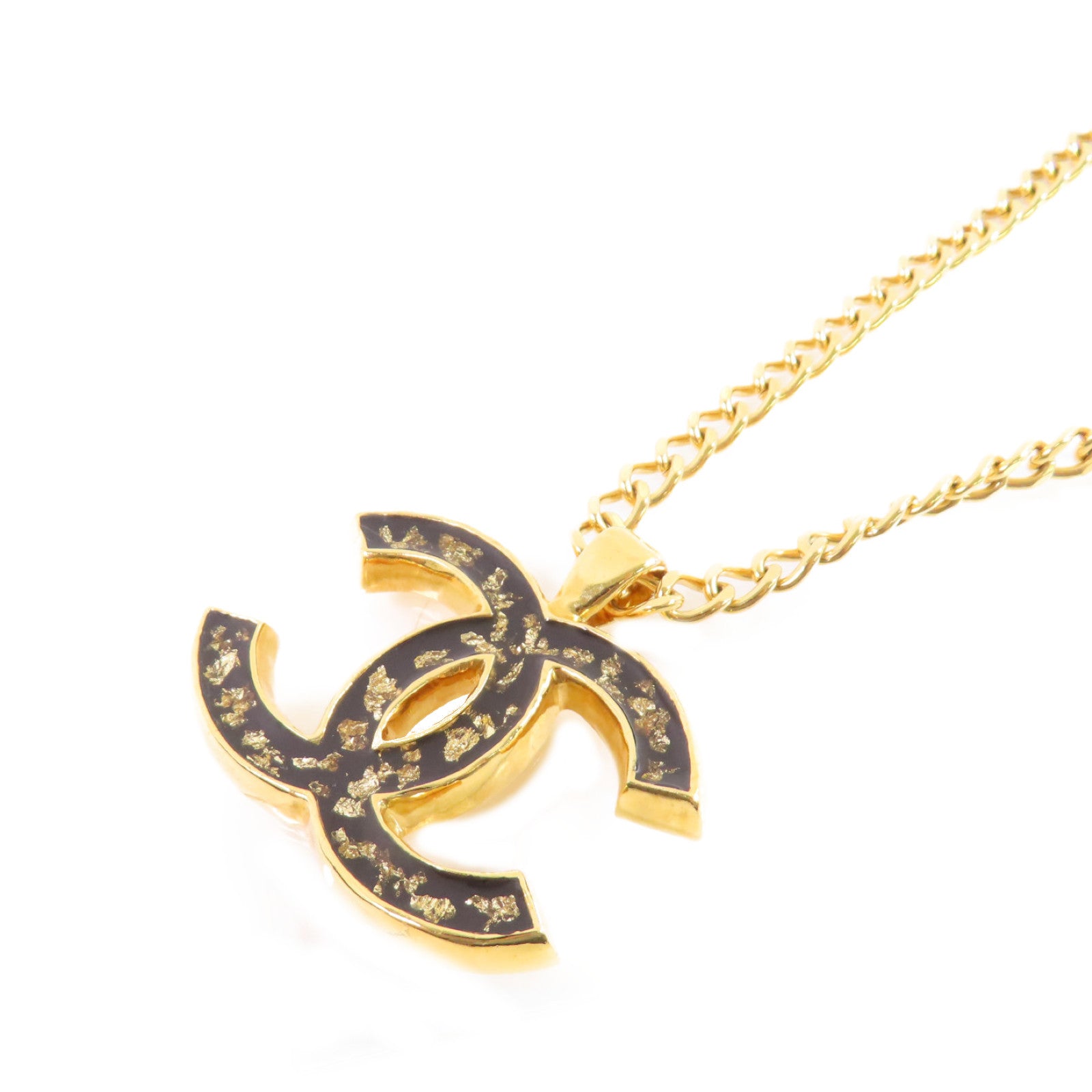 CHANEL 金屬CC Necklace金扣項鏈金色/黑色