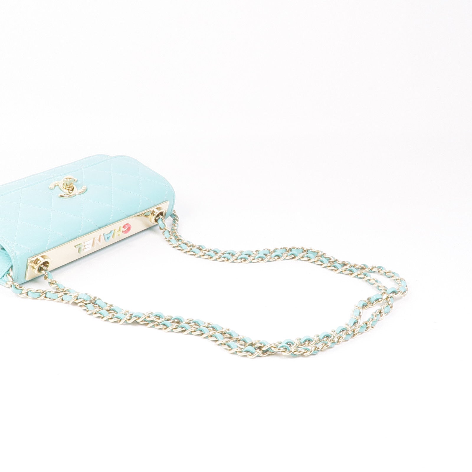 CHANEL 羊皮皮革WOC Wallet On Chain銀扣鏈帶肩背袋