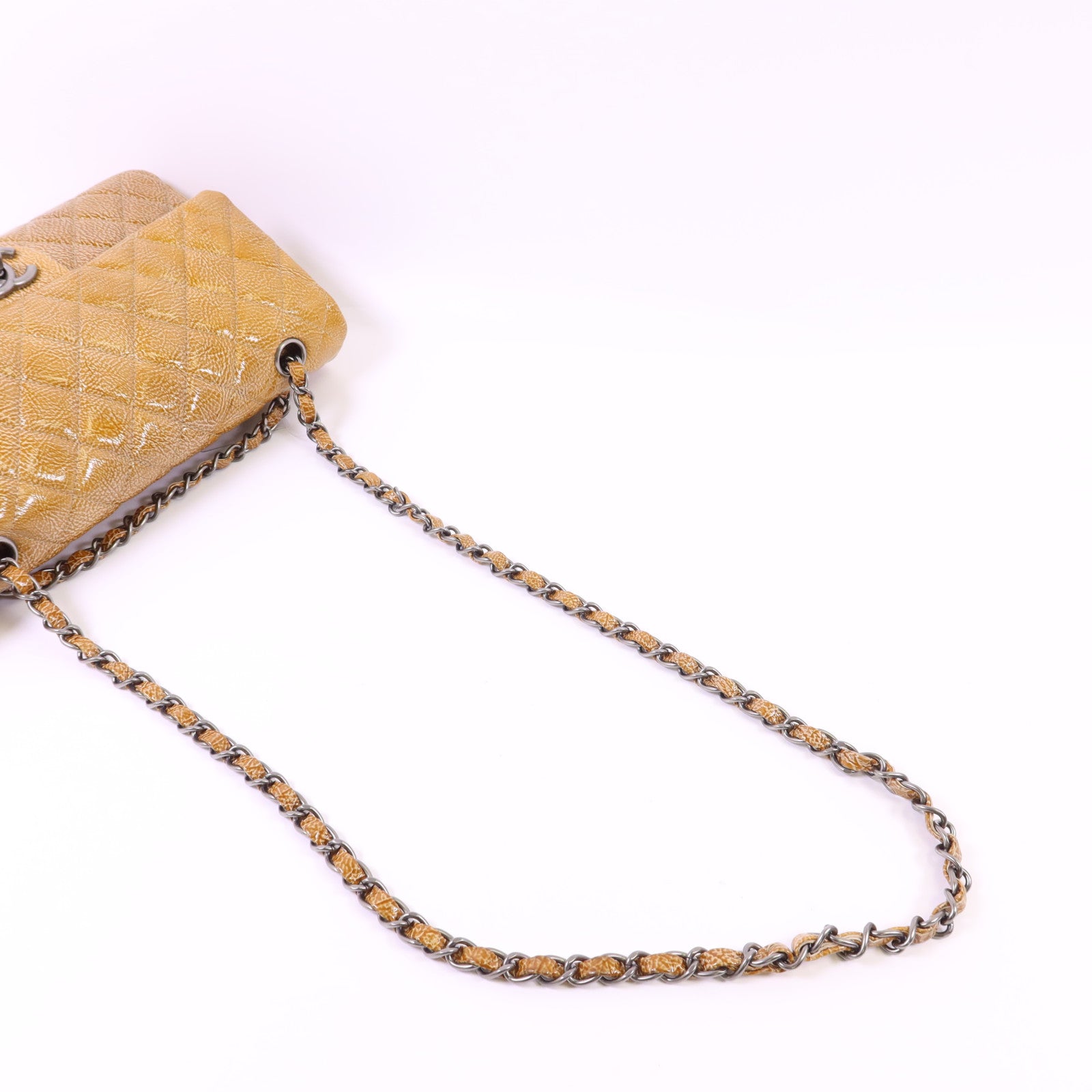 CHANEL 牛皮皮革Shoulder Bag銀扣鏈帶肩背袋